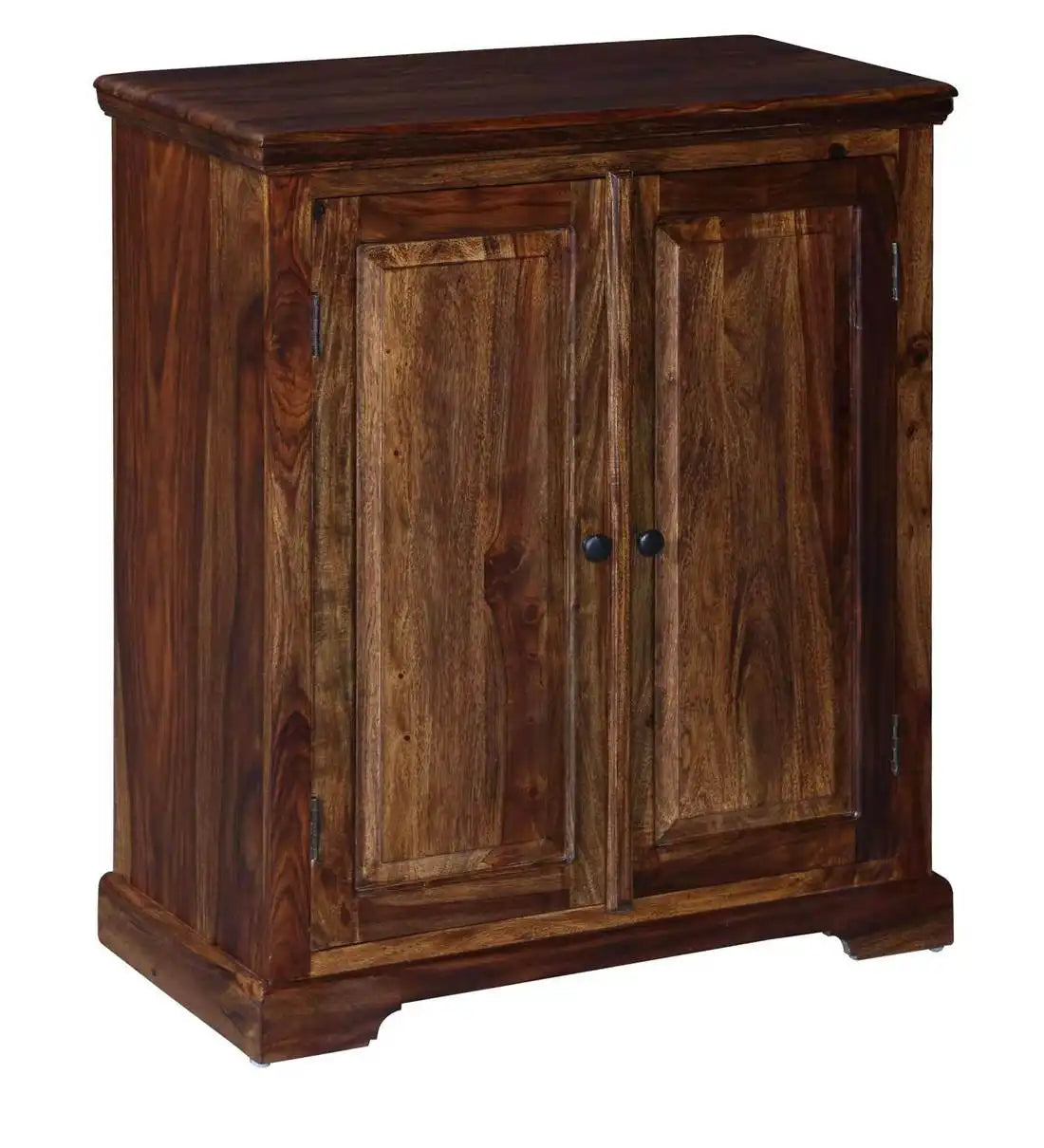 Solid wood shoe rack cabinet with multiple shelves for footwear organization and storage