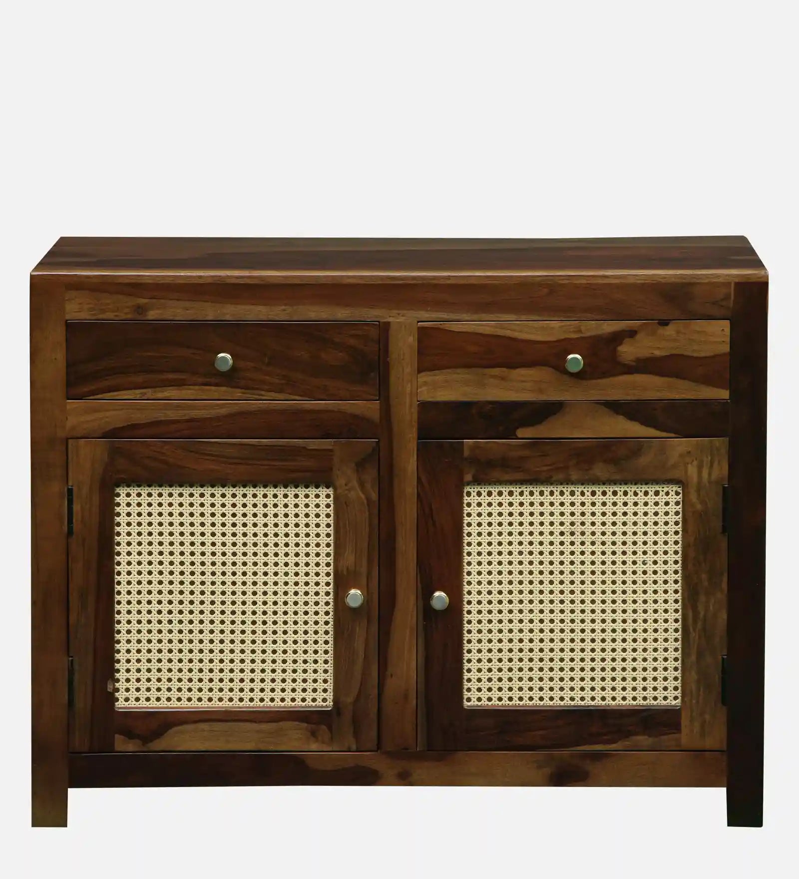 Solid wood sideboard with rattan cane doors sheesham storage furniture