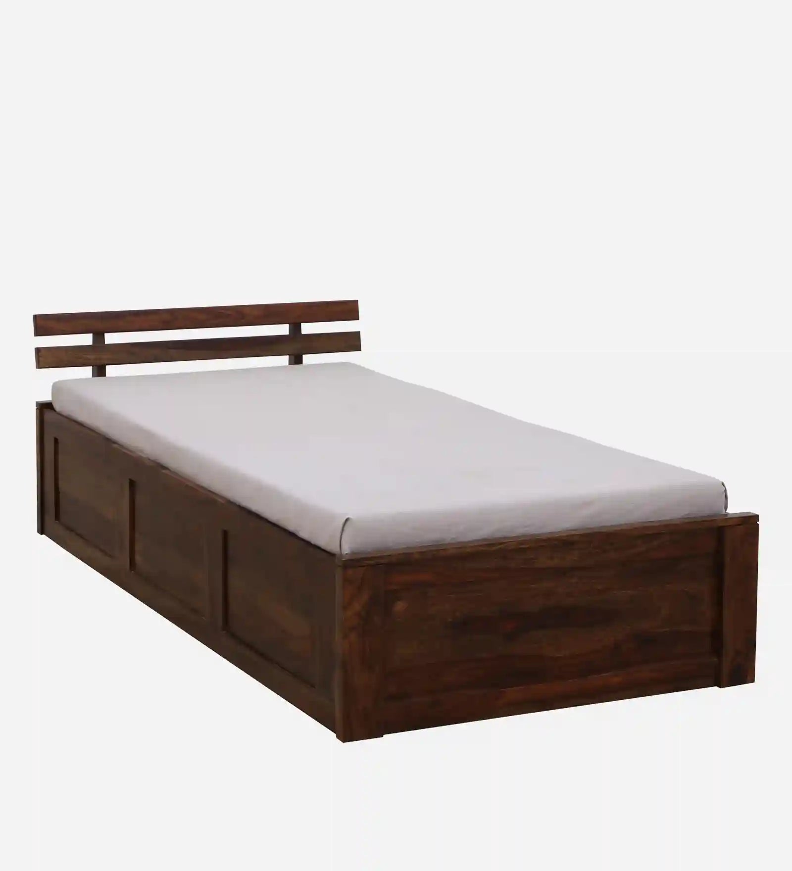 Solid wood single bed with storage Kashtha design durable bed frame India