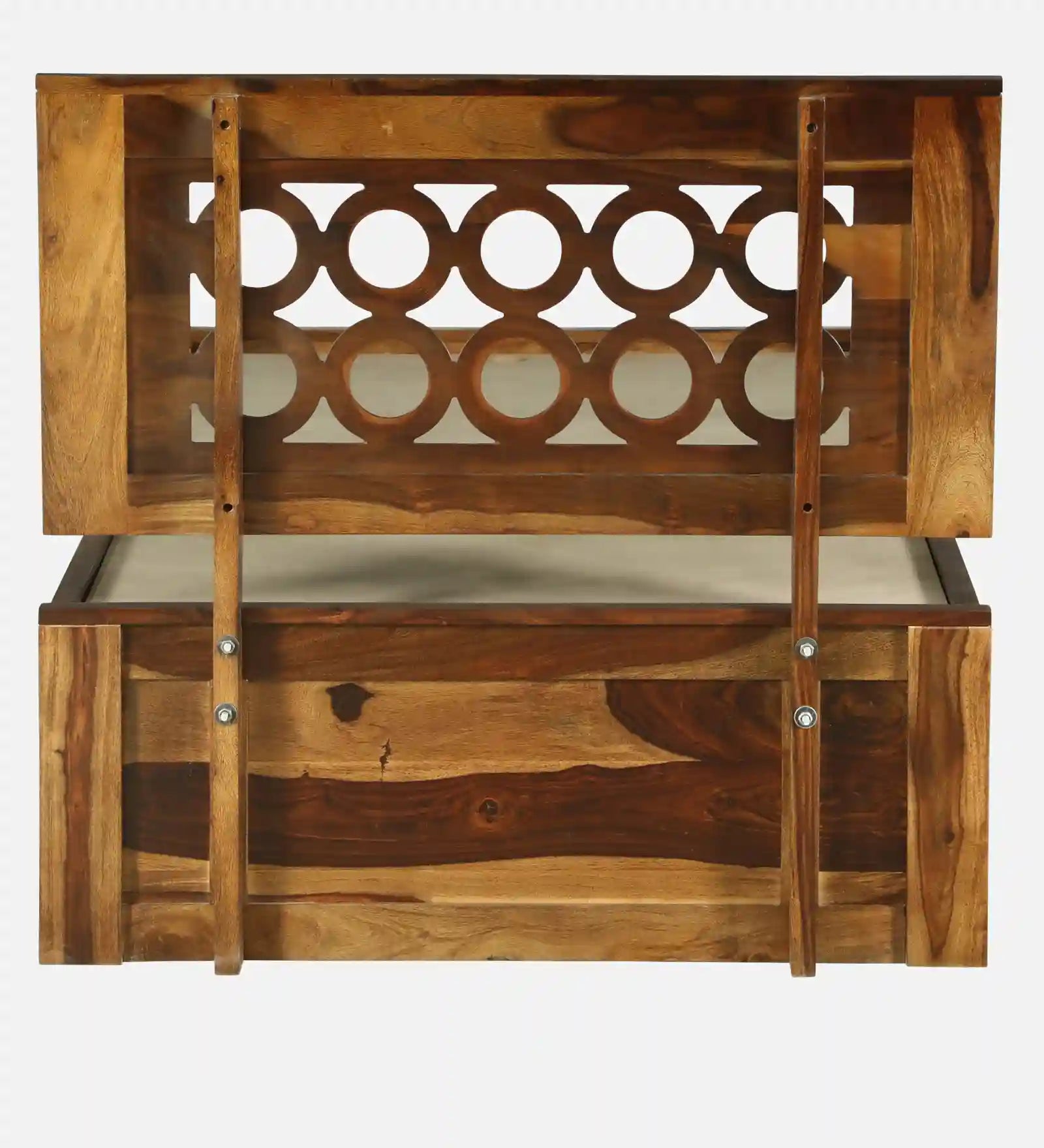 Solid wood single bed with storage Vainika design durable bed frame India