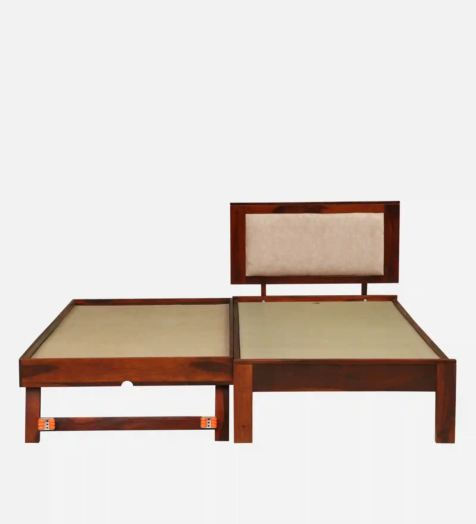 Solid wood single bed with trundle Kashtha model durable bed frame India
