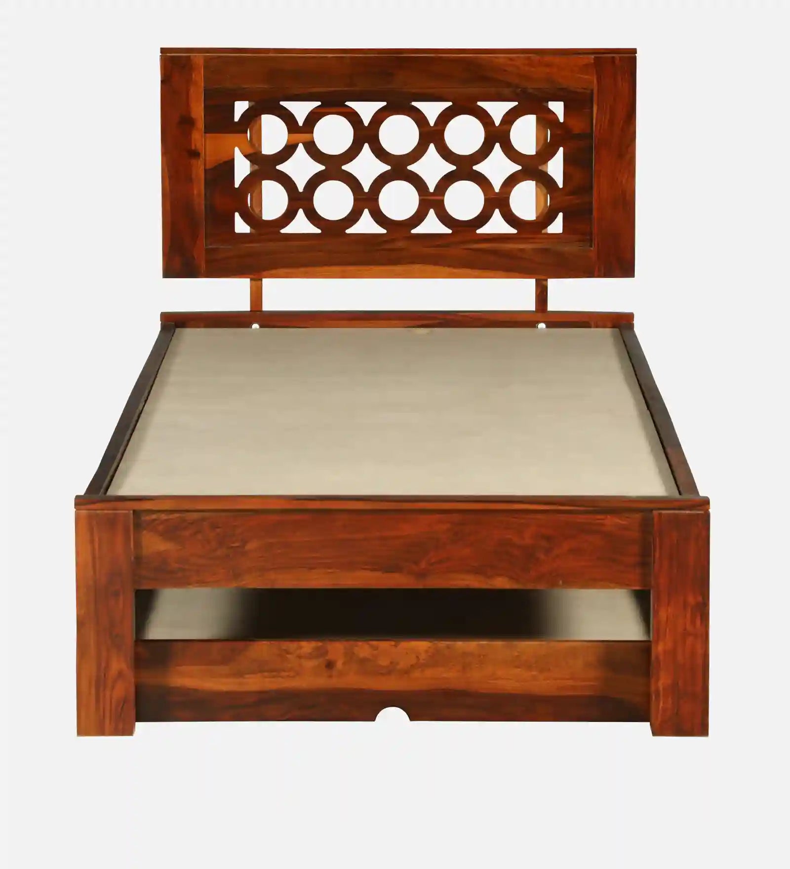 Solid wood single bed with trundle Vainika model durable bed frame India
