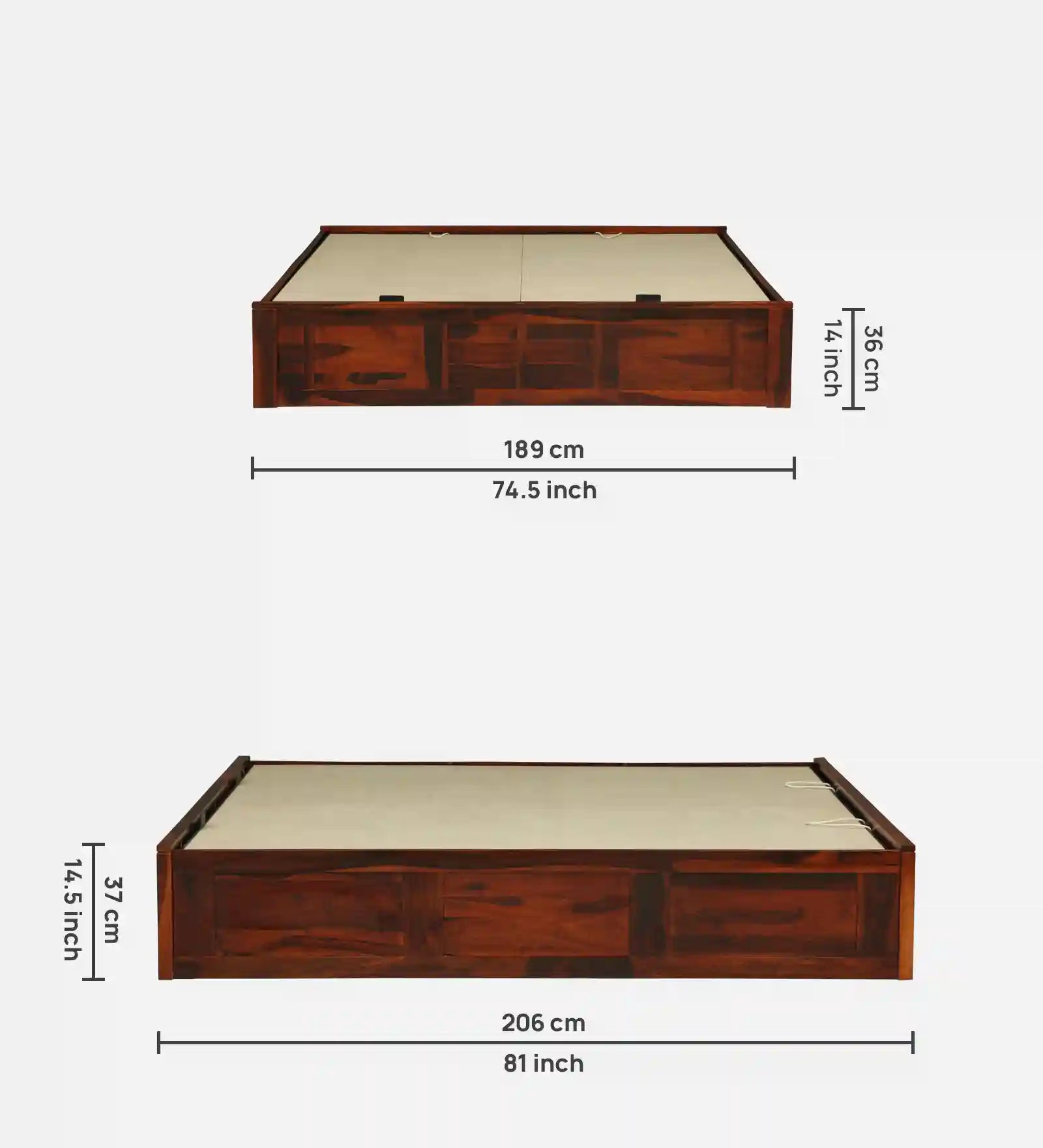 Sthira durable king bed hydraulic storage sheesham