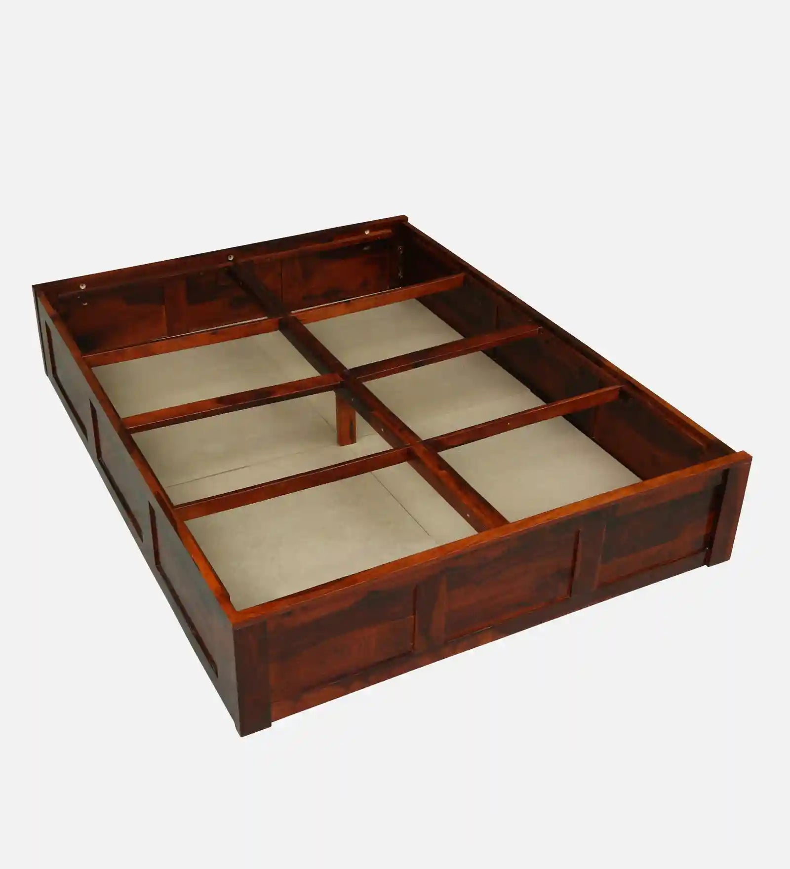 Sthira sheesham wood king size bed with box storage luxury finish