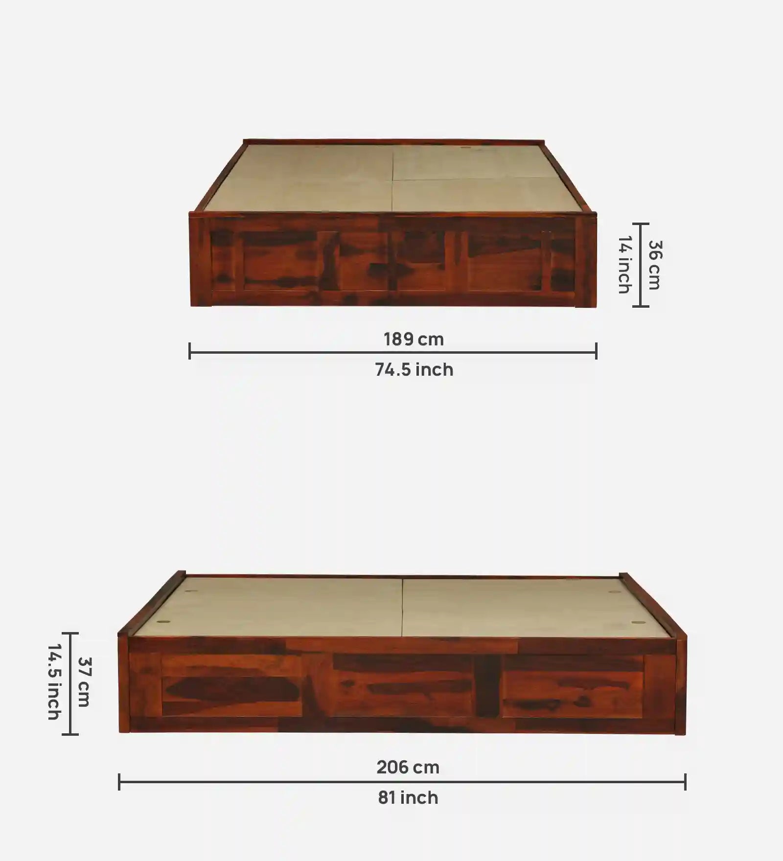 Sthira sheesham wood king size bed with box storage strong build