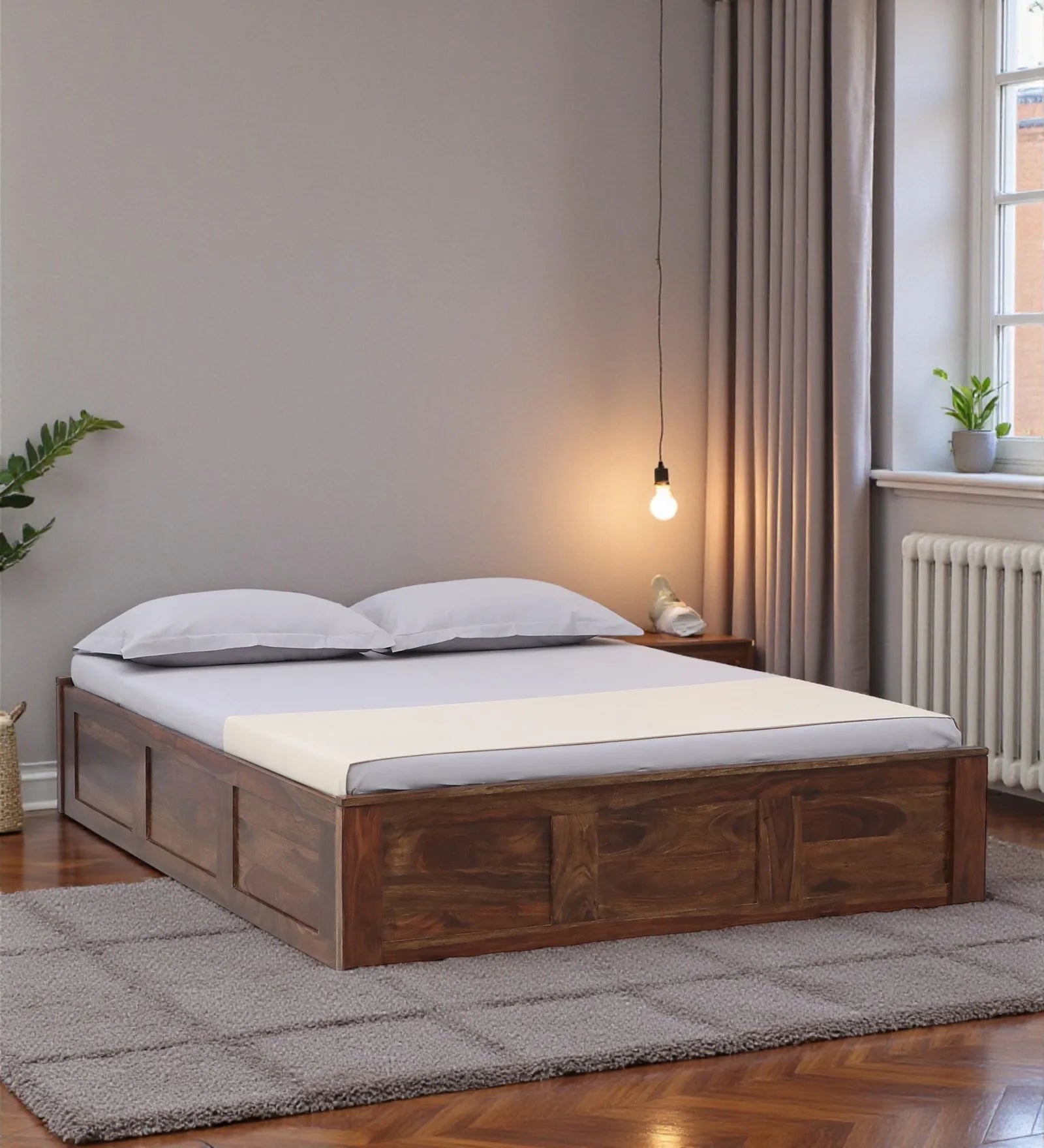 sheesham wood queen size box storage bed frame solid wood india