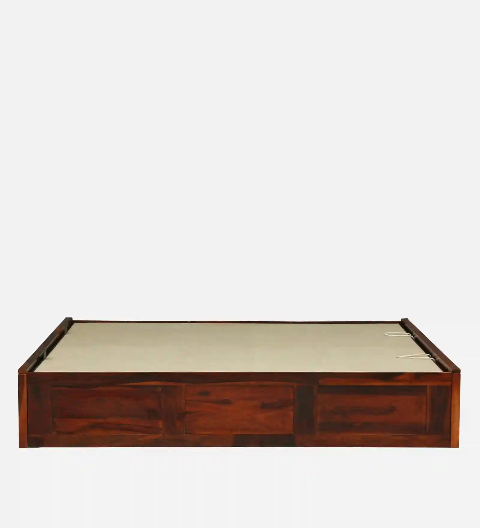 Sthira solid wood king bed with lift storage system