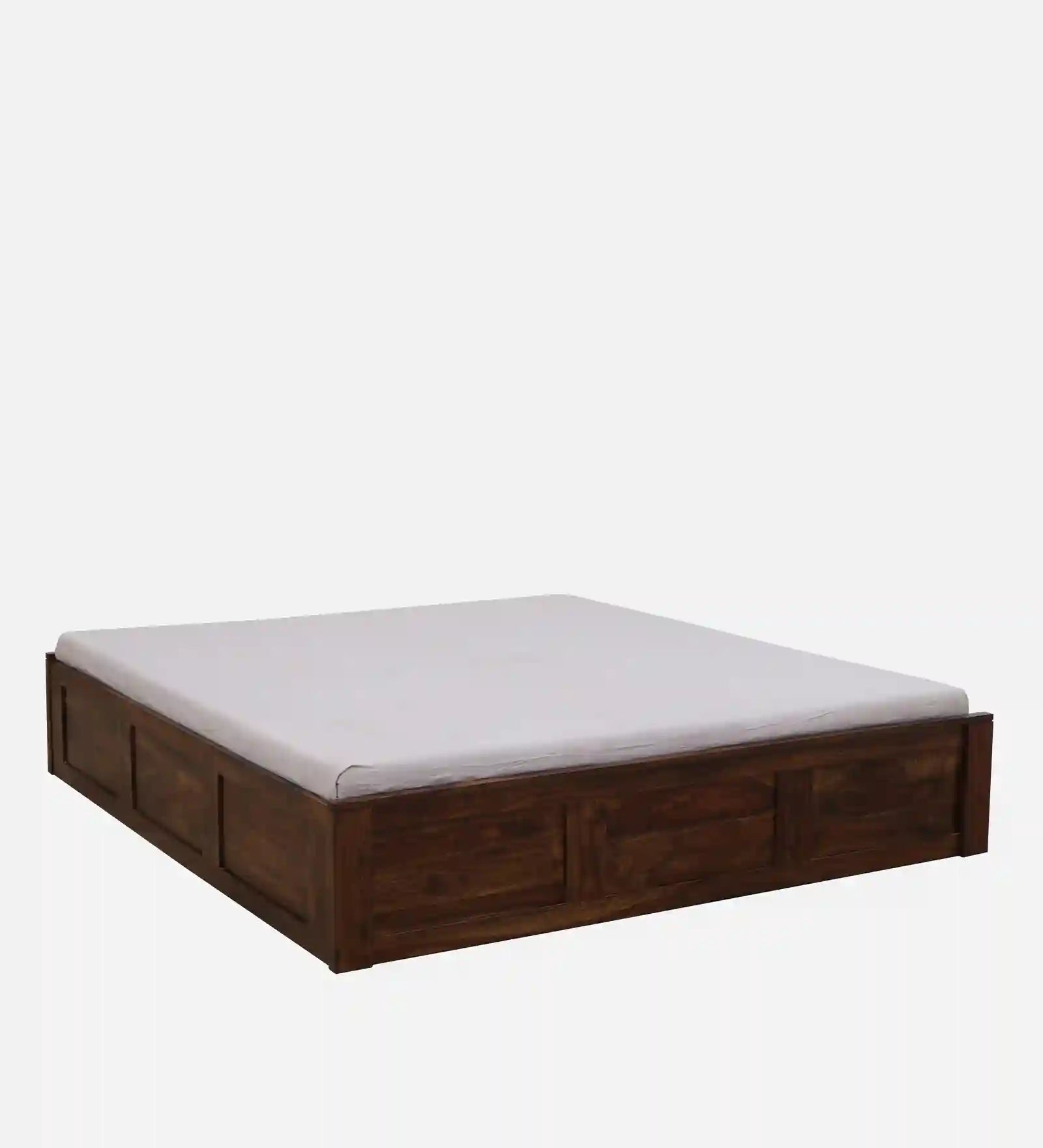 Sthira solid wood king size bed with box storage modern design