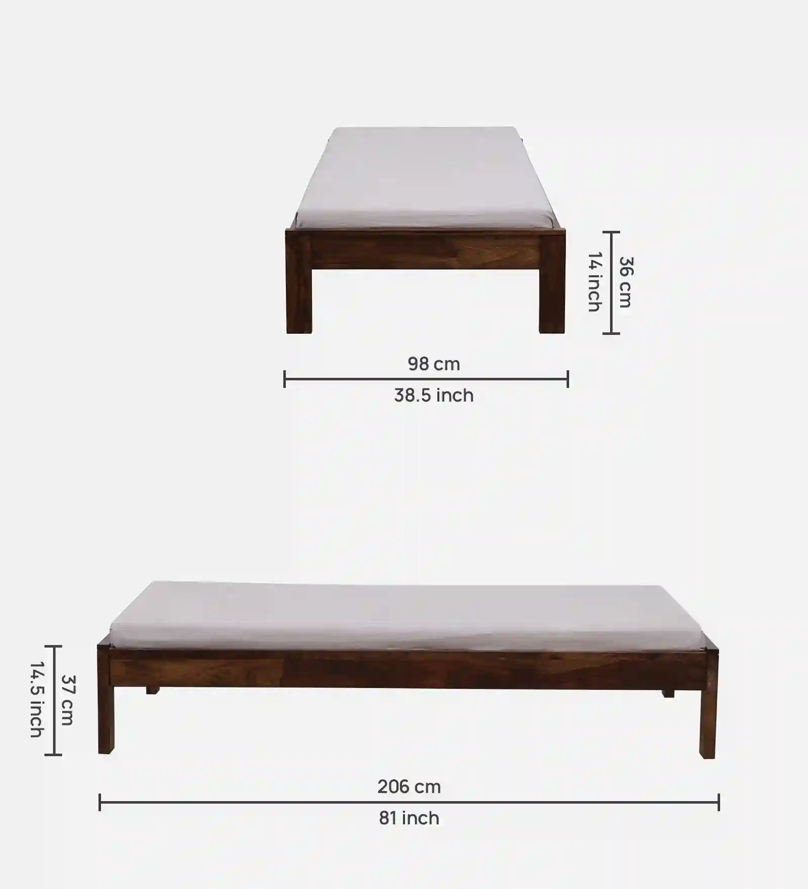 Sthira solid wood single cot modern Indian bedroom furniture