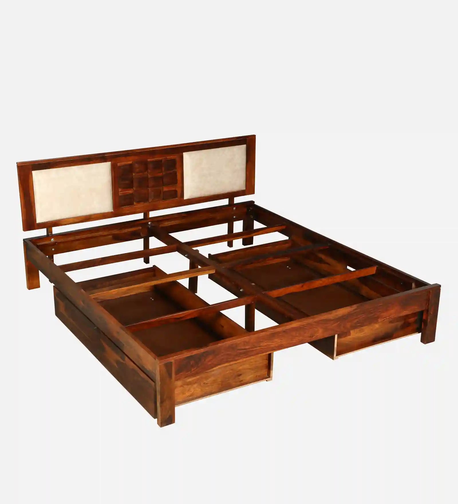 sheesham wood bed headboard clean design queen size drawer storage bed india