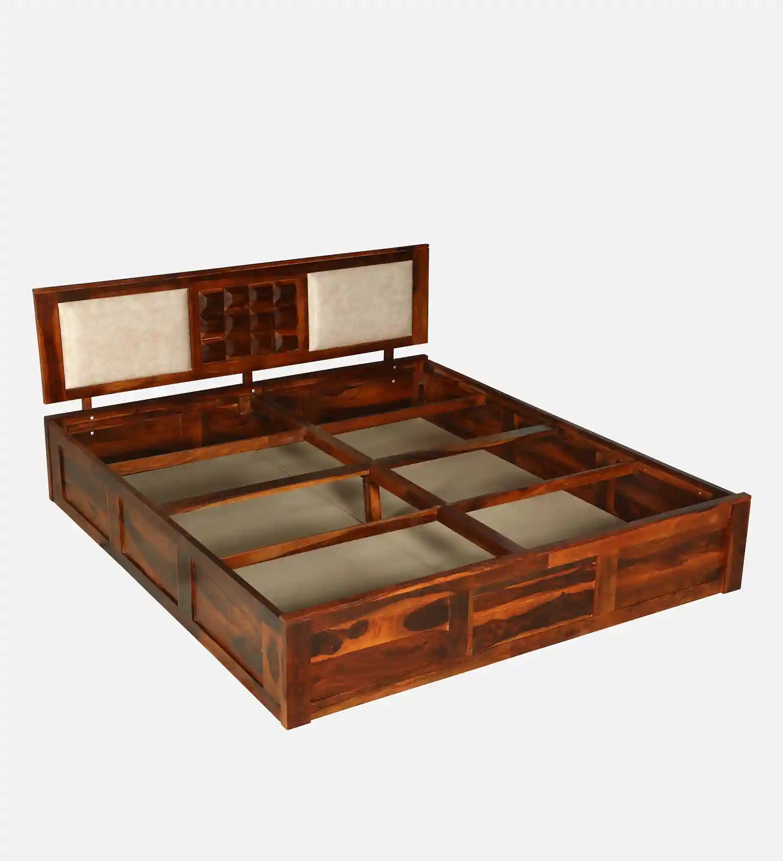 wooden bed box storage open lid view sheesham wood queen size storage bed india