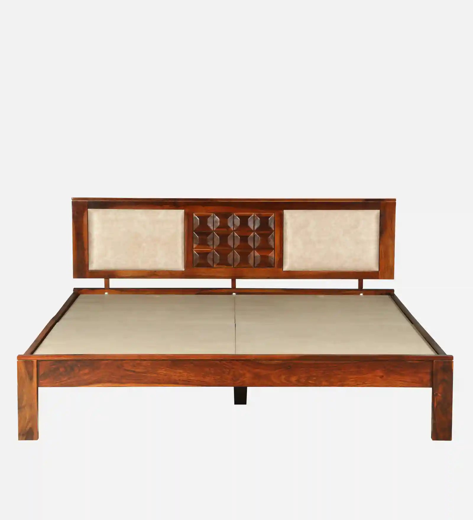 Tejas queen size wooden bed solid wood minimal design