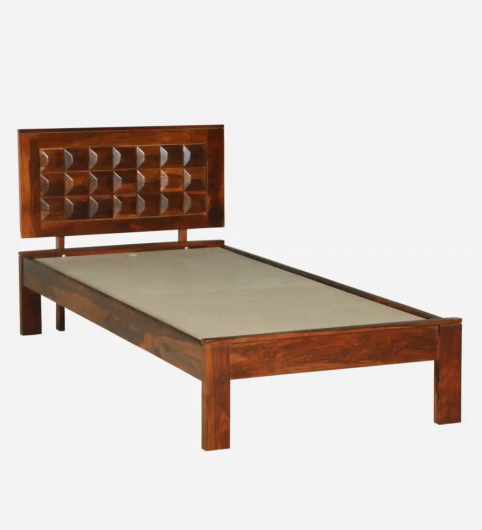 tejas solid wood single bed without storage minimal modern wooden bed design