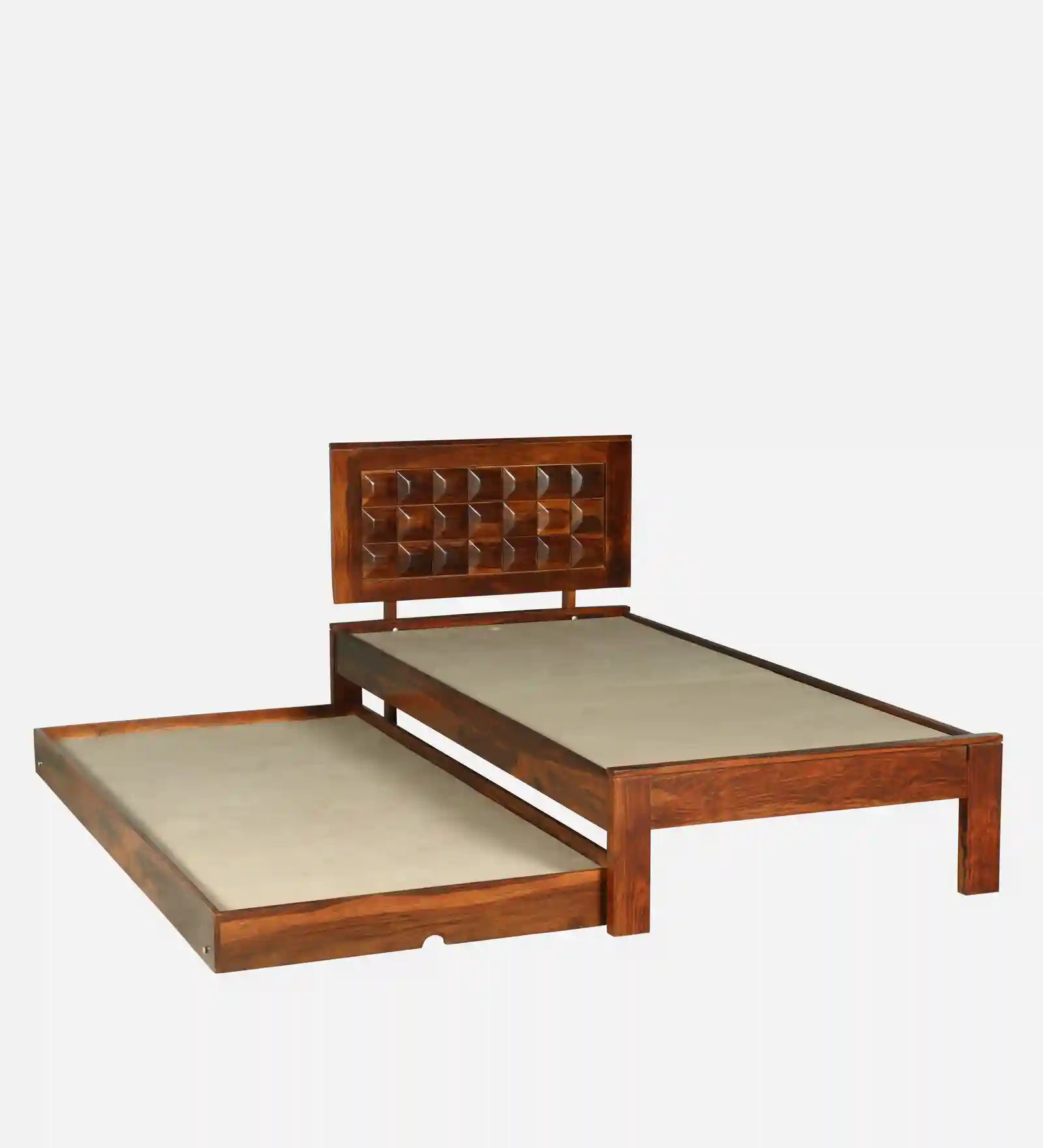 tejas sheesham wood single bed with trundle side view modern bedroom furniture design