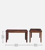 Elista Solid Wood 6 Seater Dining Set With Bench In Rustic Teak Finish By Rajwada