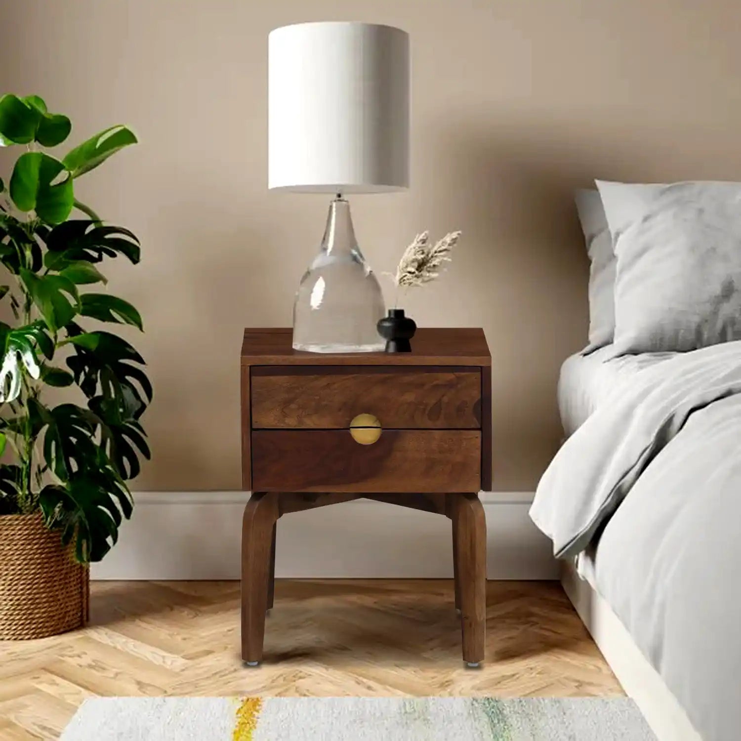 Tulsi solid wood bedside table modern sheesham nightstand India