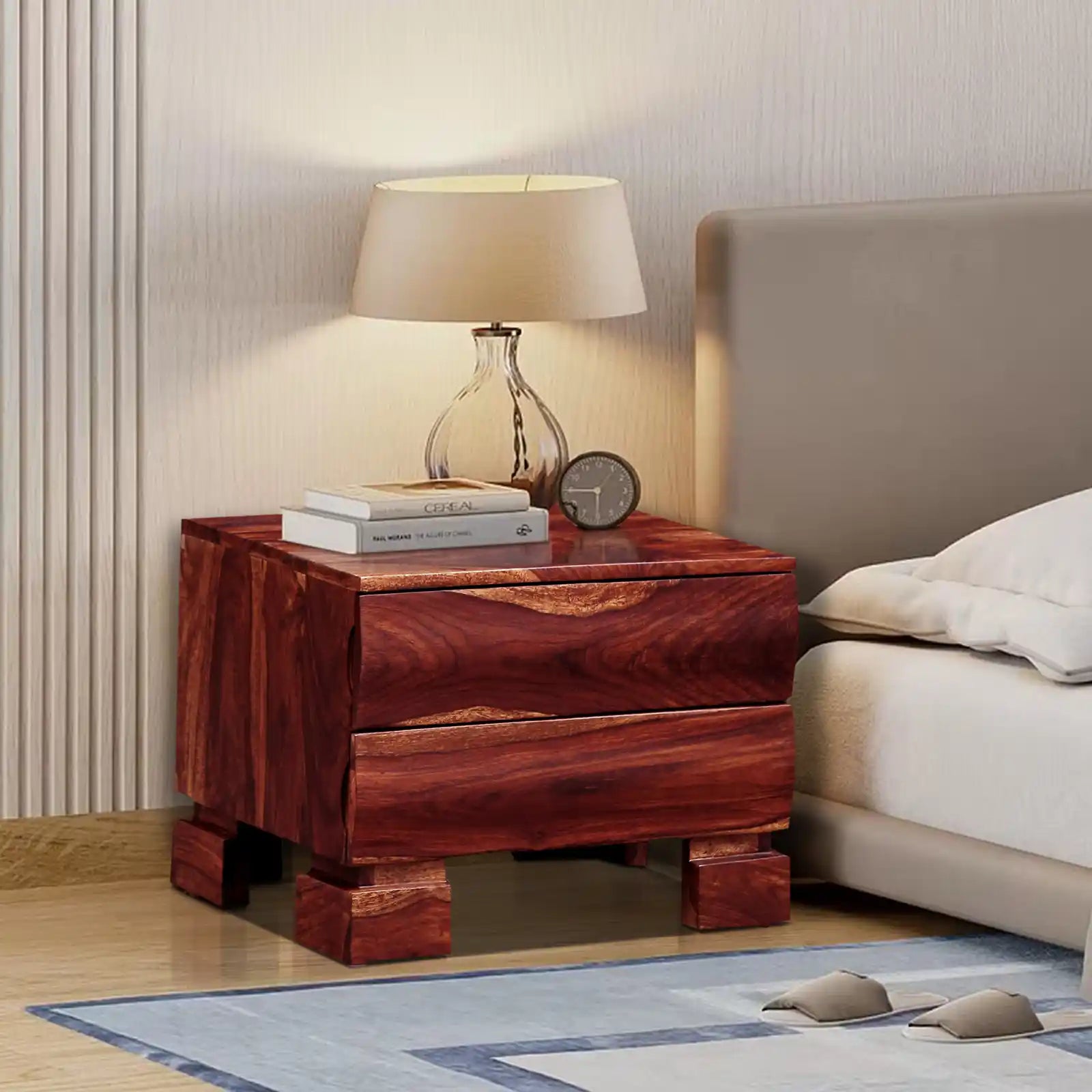 Tulsi wooden bedside table sheesham modern bedroom side table India
