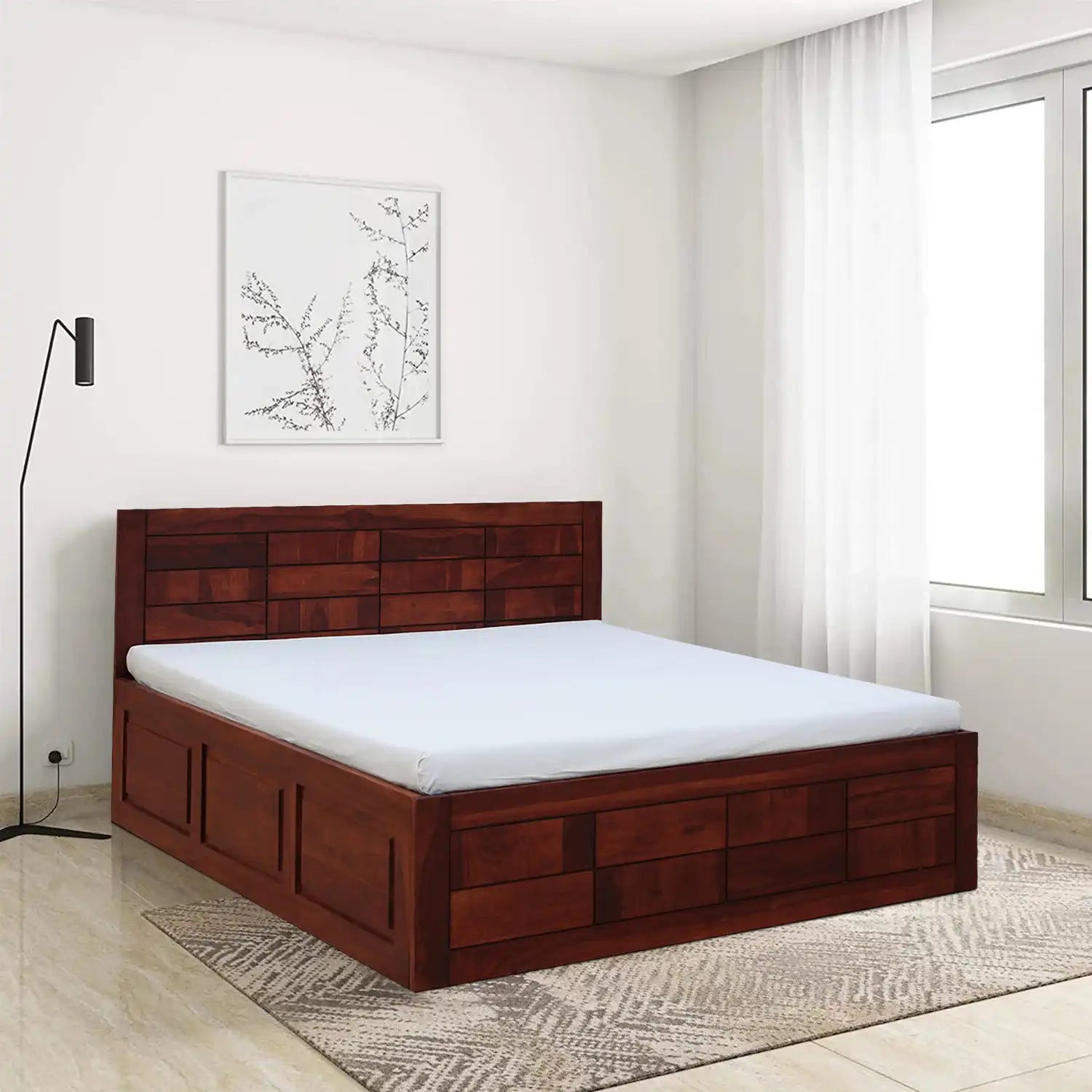 Ultra premium wooden bed box storage solid wood frame
