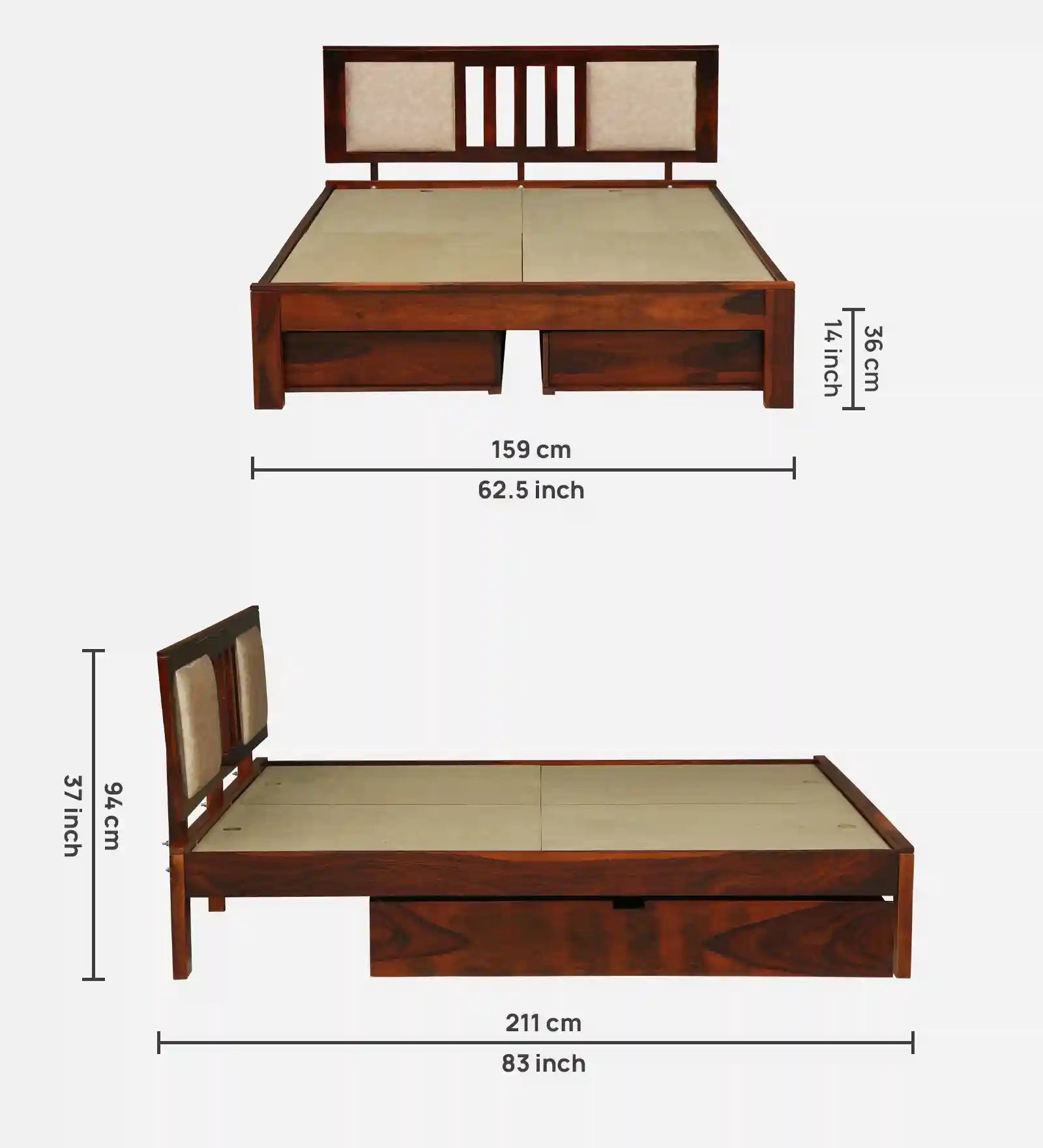 underbed drawer storage compartment sheesham wood queen size india