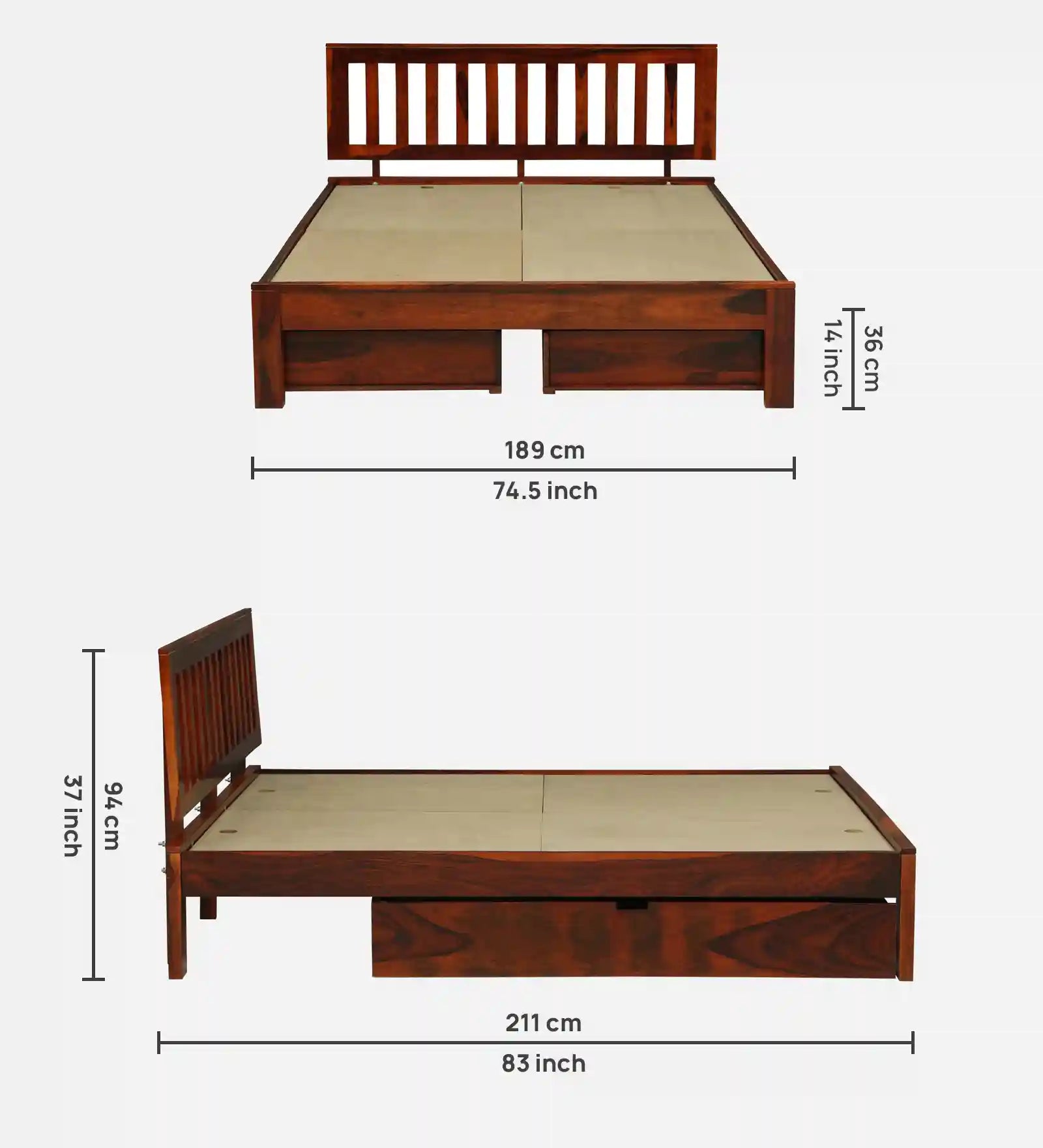 utility wood storage bed structure sheesham king size drawer bed india