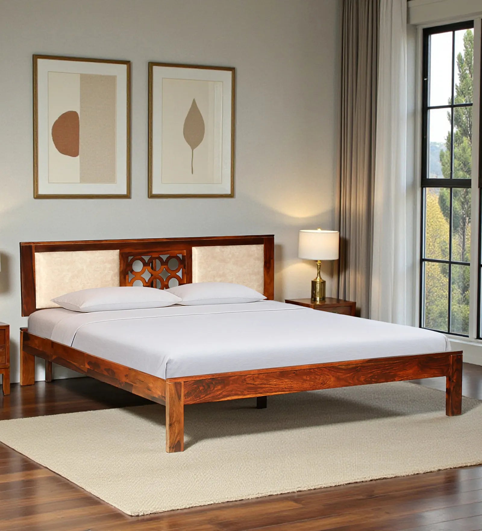 Vainika king bed sheesham wood no storage clean style