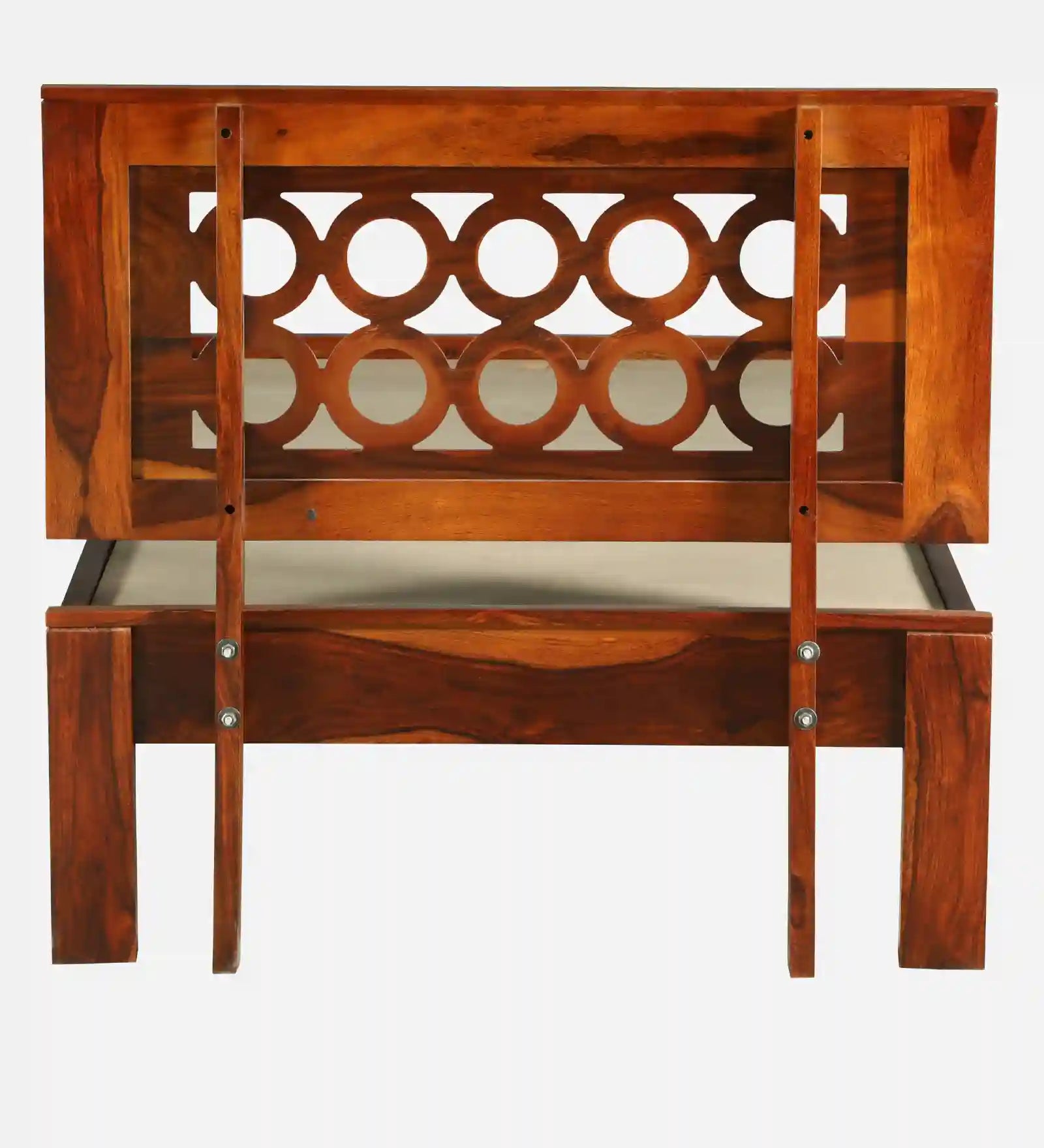 Vainika single bed solid wood frame heavy duty wooden bed India
