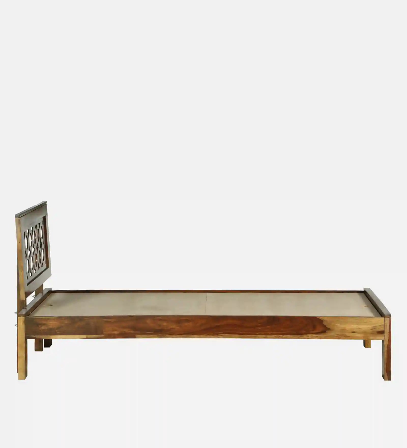 Vainika single bed solid wood frame heavy duty wooden bed India
