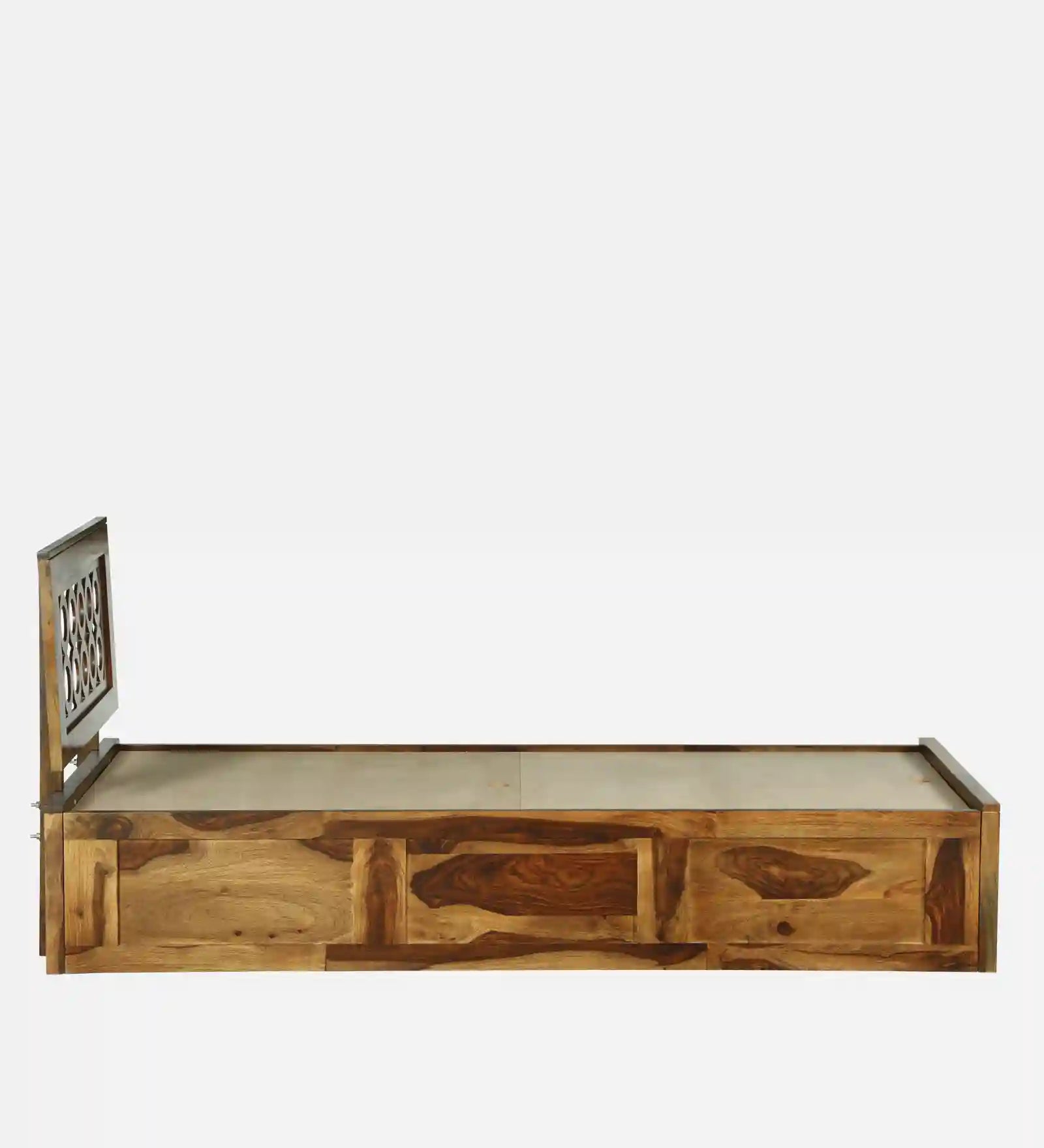 Vainika single bed with storage heavy duty solid wood frame India