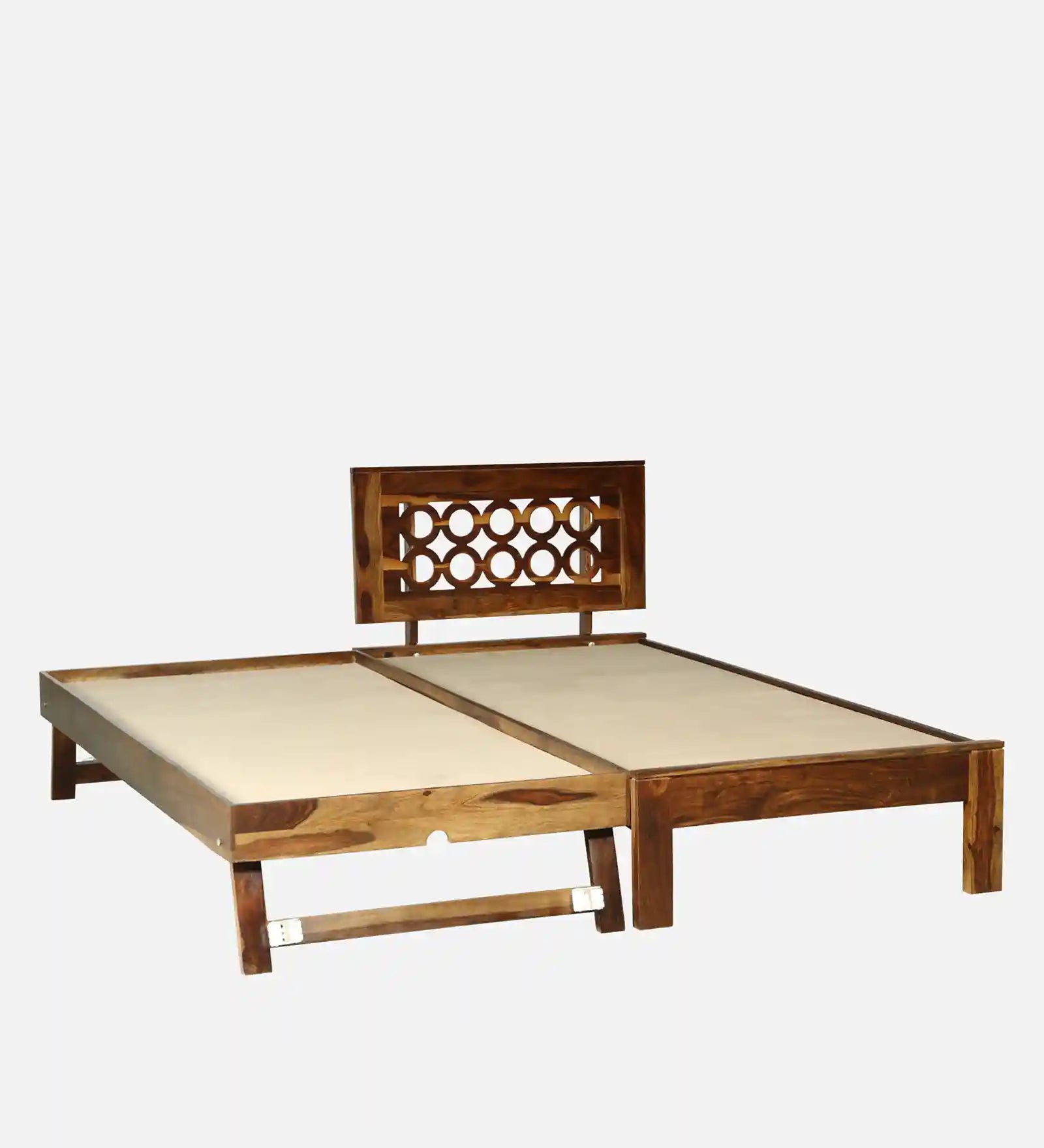 Vainika single bed with trundle heavy duty wooden frame India