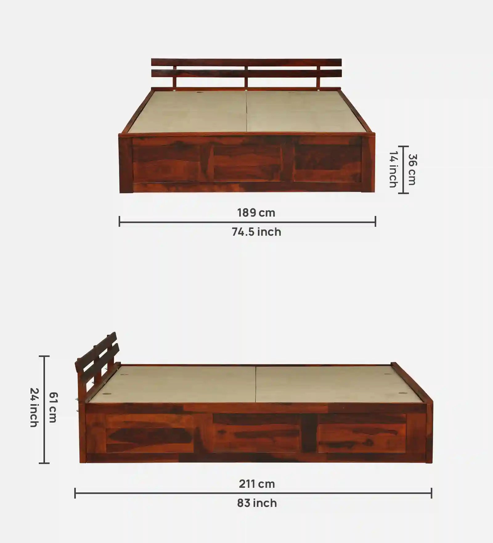 Vriksha durable solid wood king bed storage box build