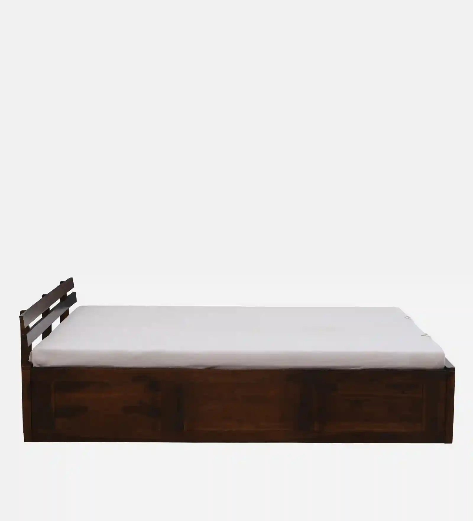 Vriksha heavy king bed solid wood hydraulic storage frame