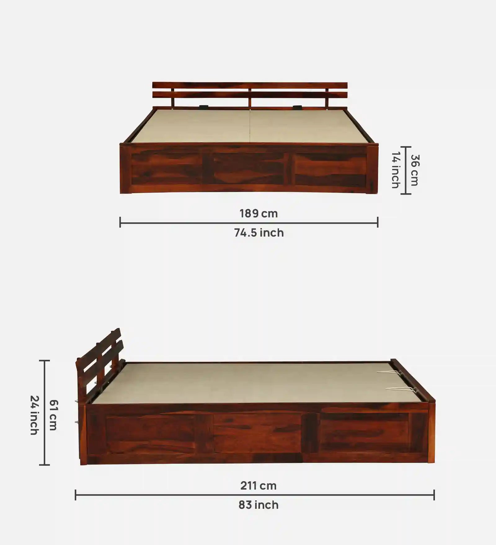 Vriksha king size bed hydraulic storage solid wood home design