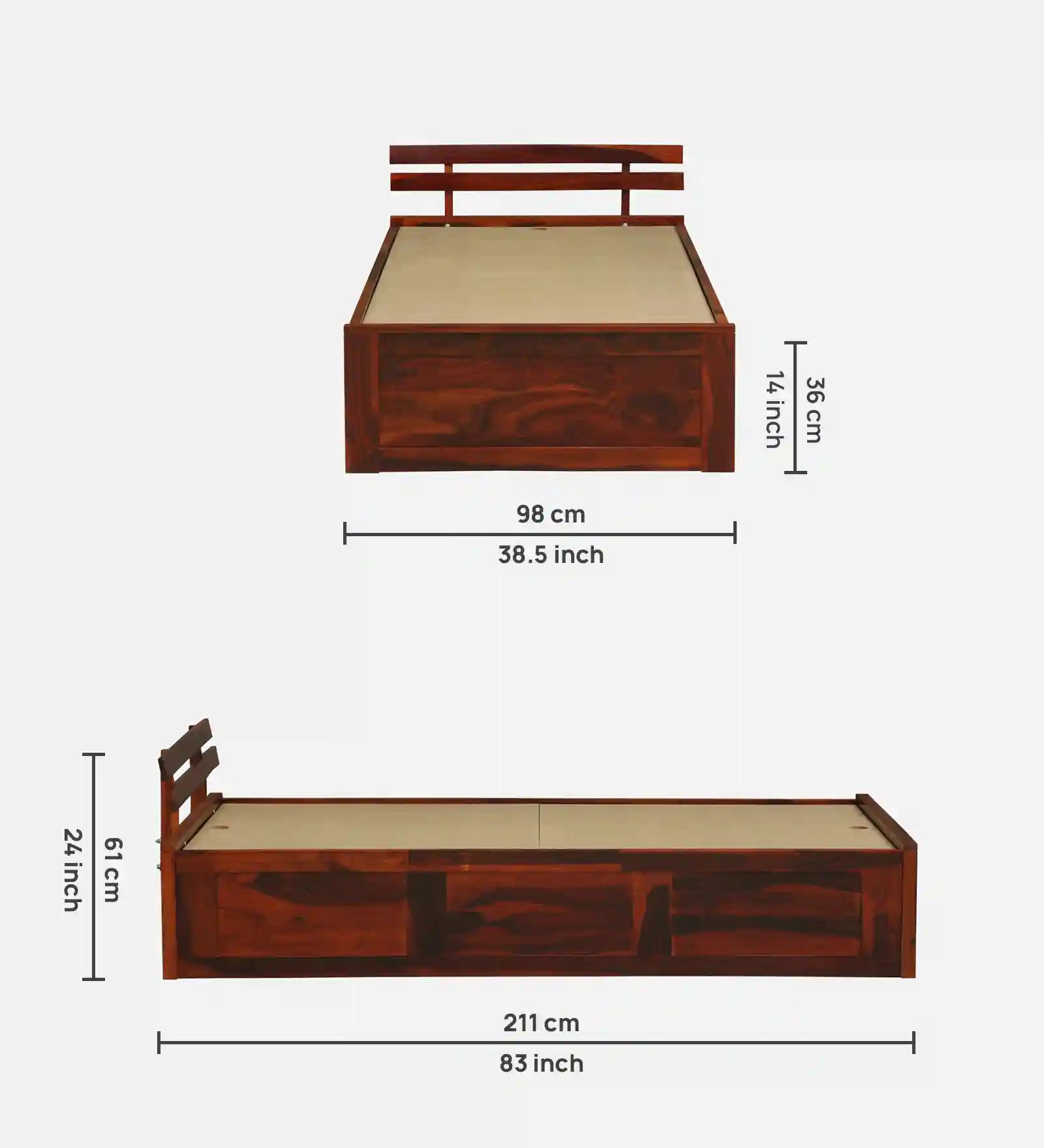 Vriksha solid wood bed single size storage modern Indian bed design