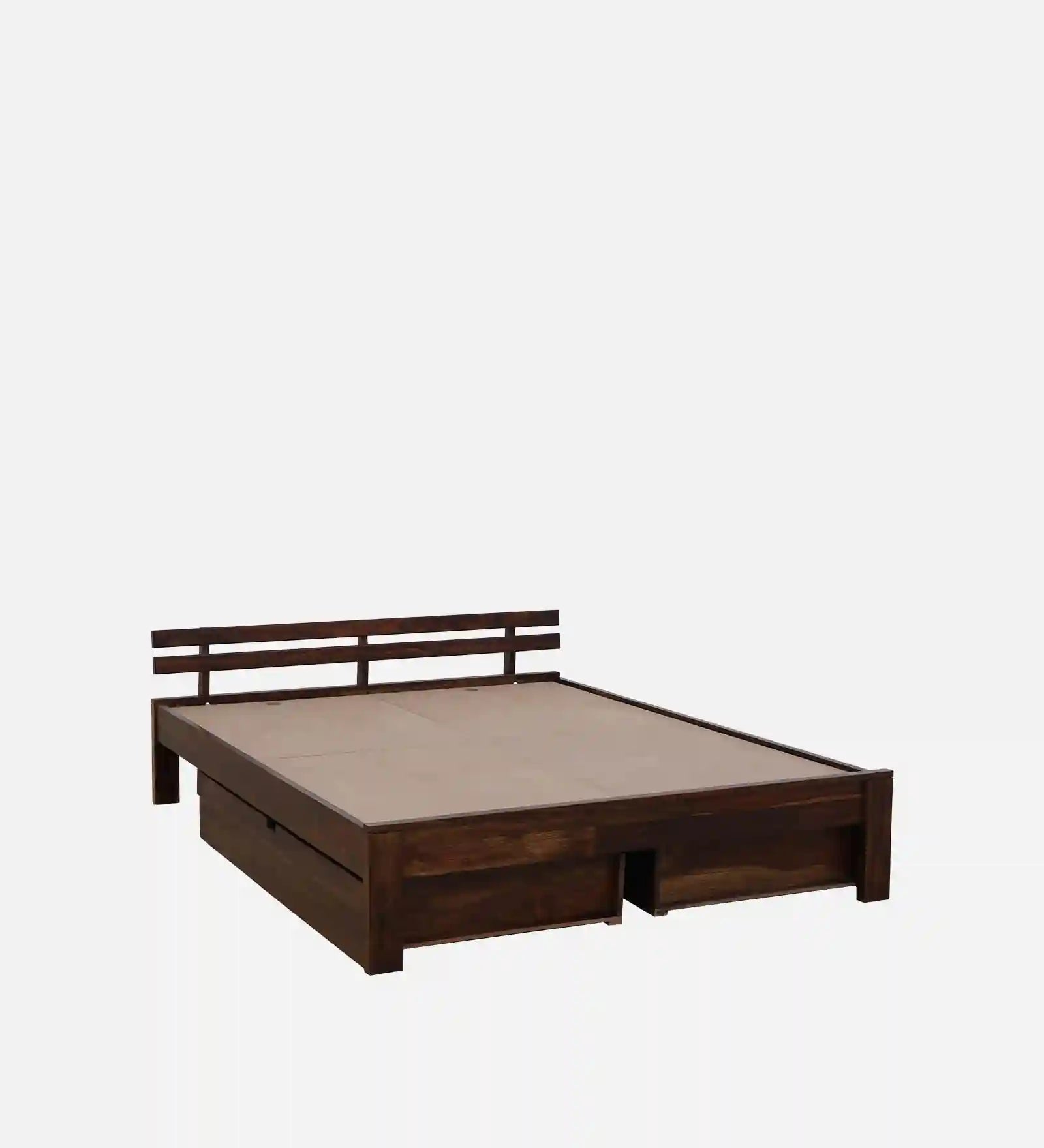 Vriksha solid wood king bed hydraulic lift storage system