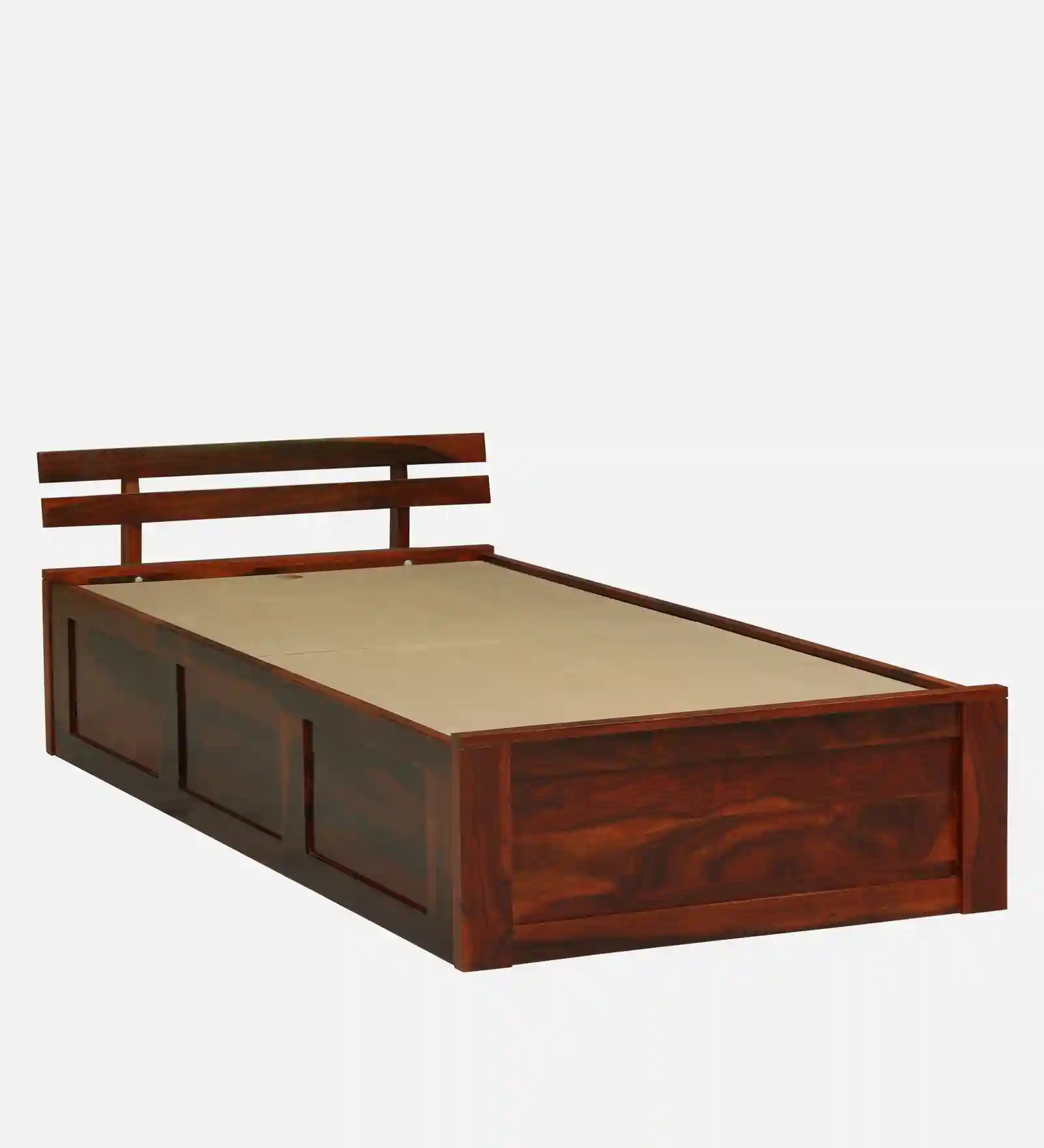 Vriksha solid wood single bed box storage strong wooden bed frame India