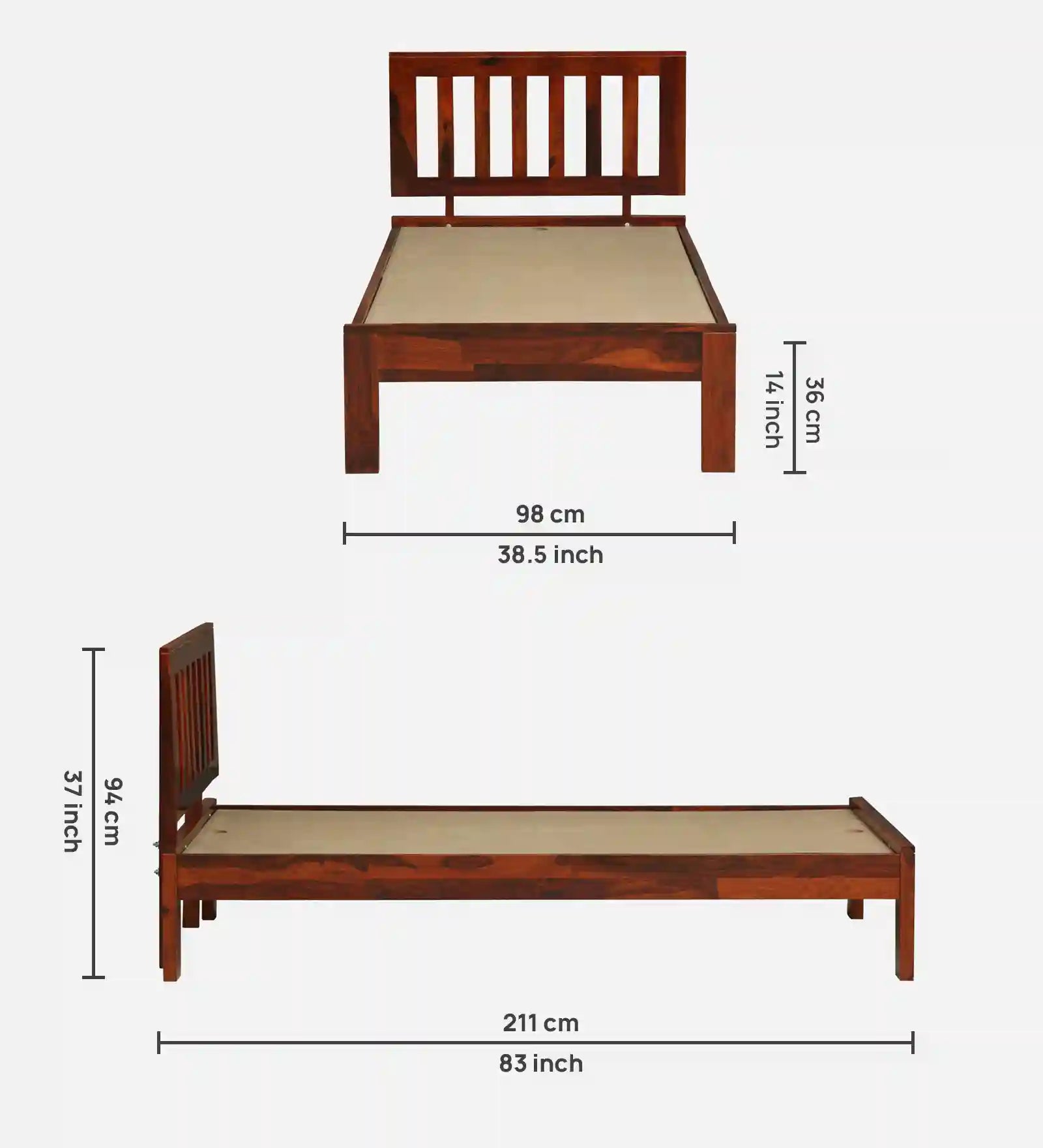 Vriksha wooden single bed without storage natural finish bed India