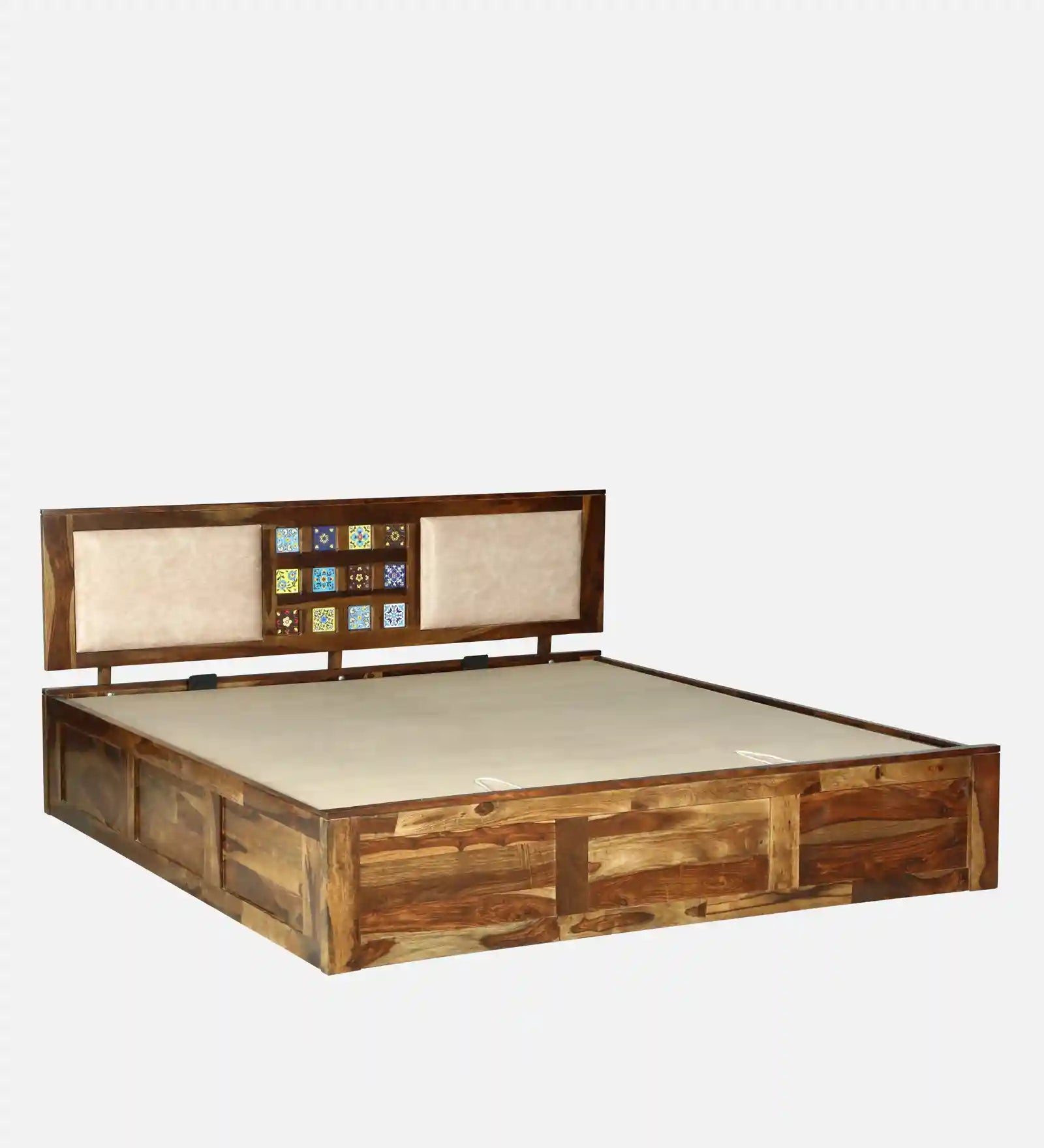 wooden queen size hydraulic storage bed top panel mattress layout india