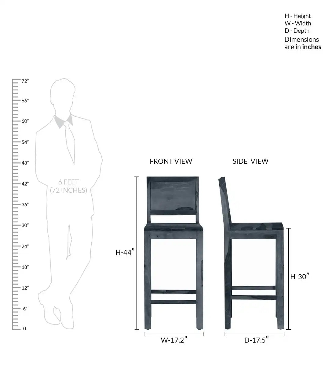 Wooden bar chair for kitchen island in solid wood durable design
