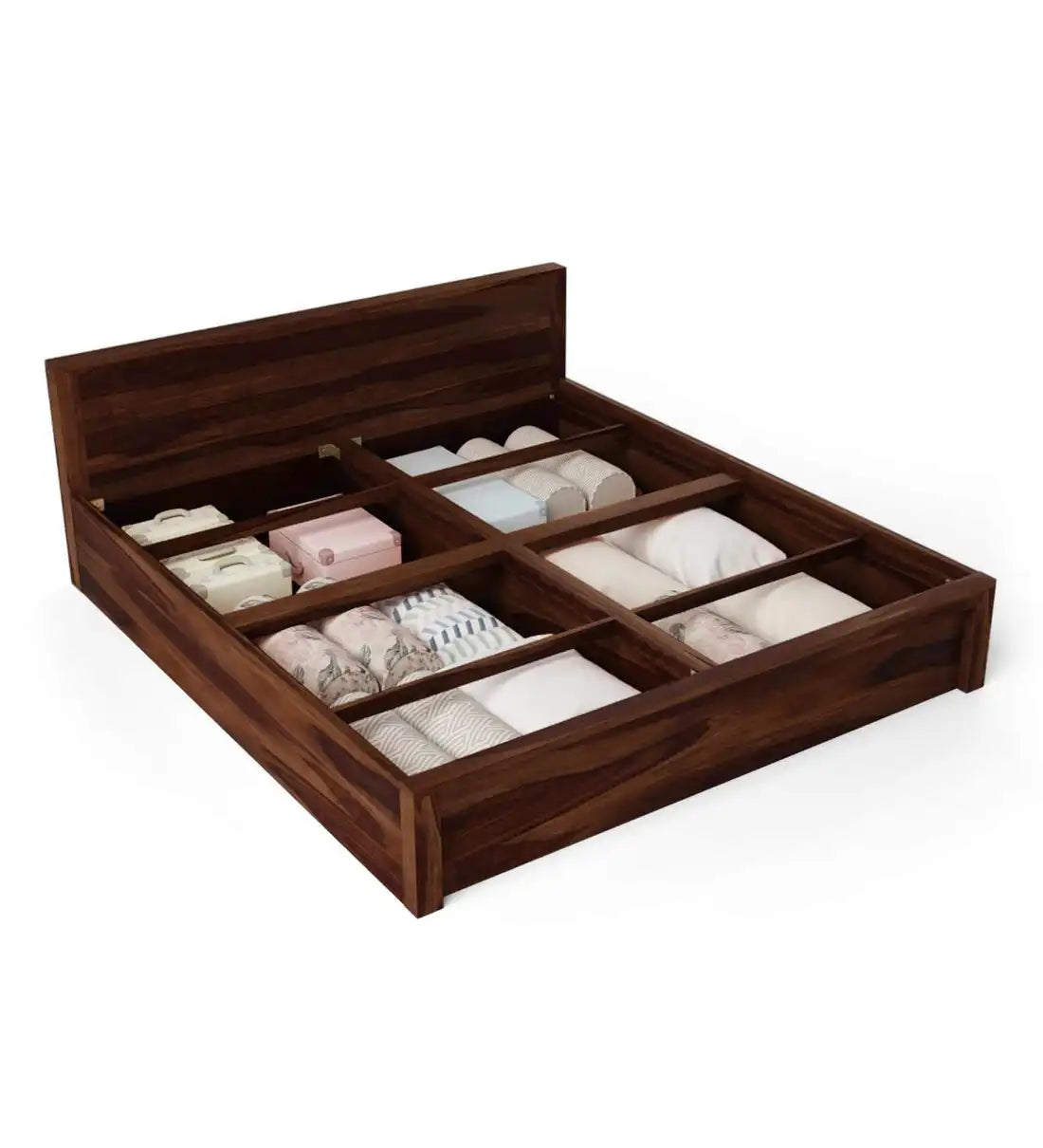 wooden bed box storage open view sheesham wood king size storage bed india