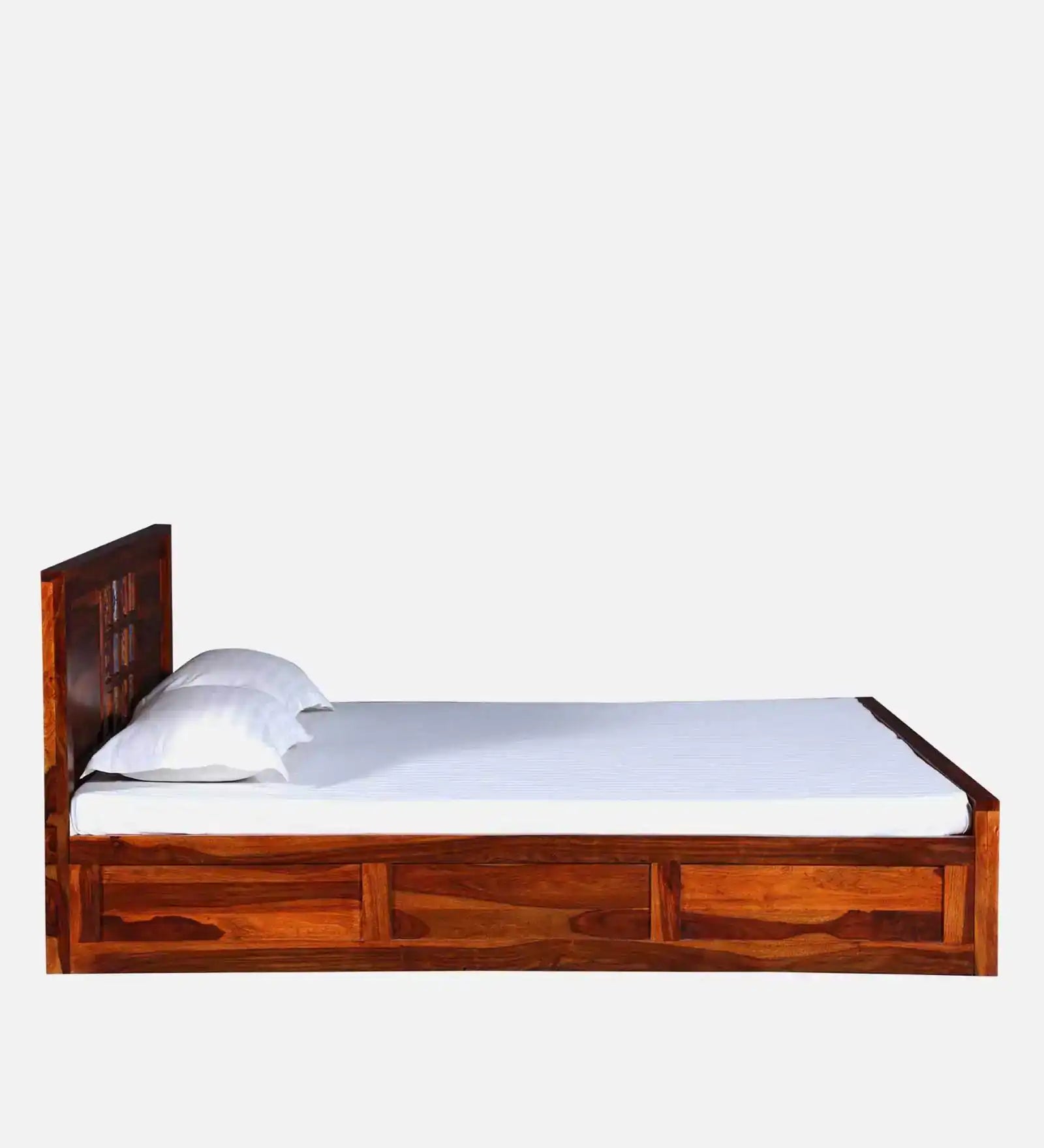 wooden bed box storage open view sheesham wood king size storage bed india