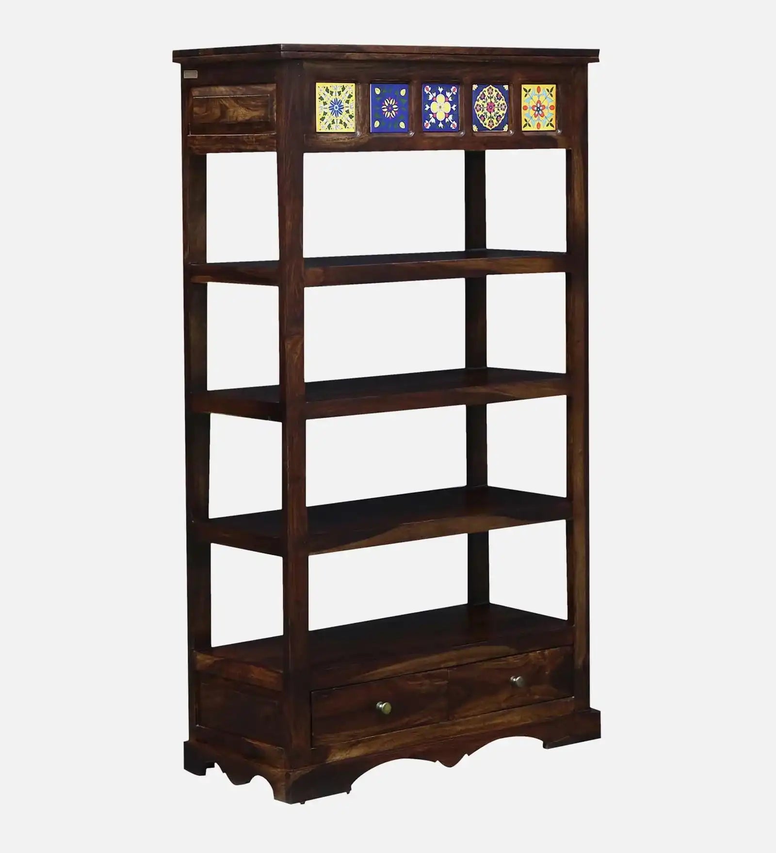 Wooden bookshelf solid sheesham wood display rack storage unit India