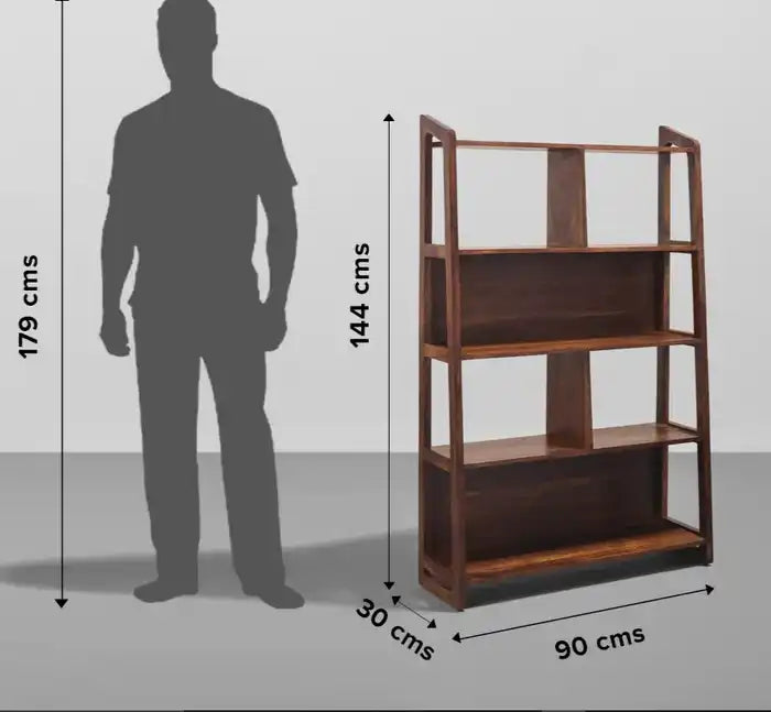 Wooden bookshelf solid sheesham wood display storage unit India