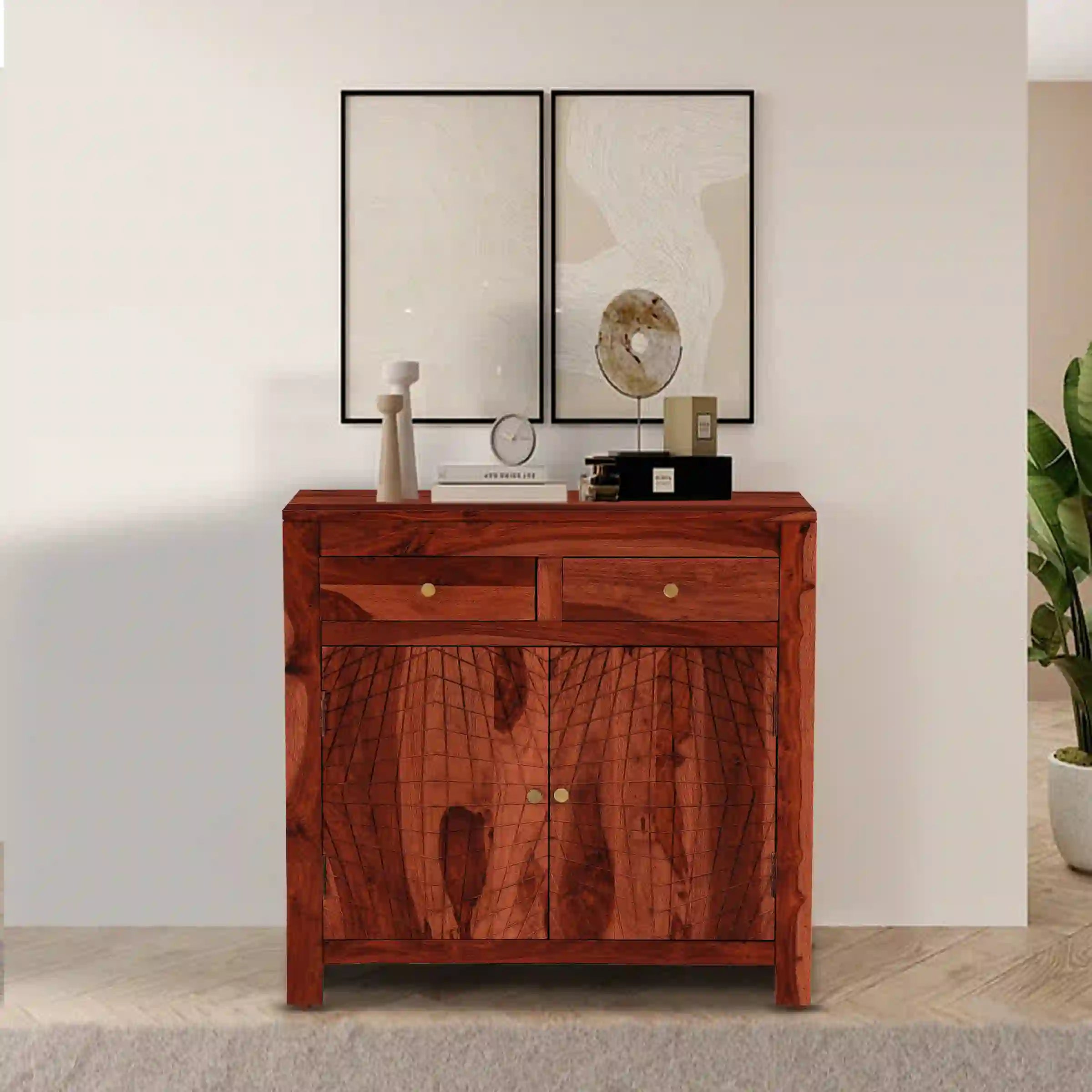 Wooden buffet console sheesham storage cabinet dining room furniture