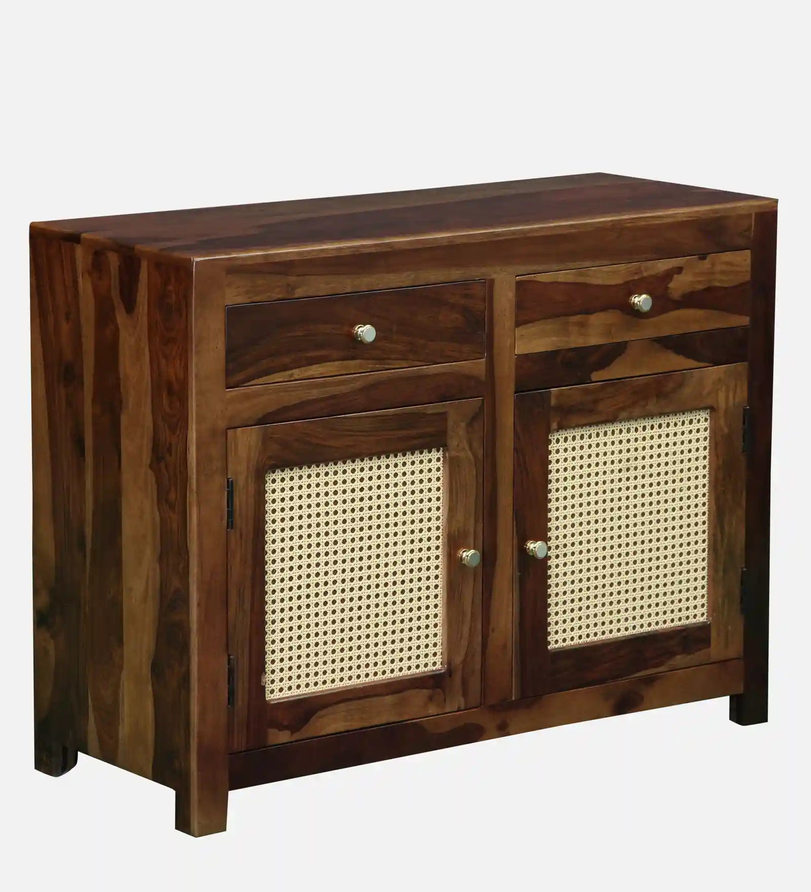 Wooden cane sideboard sheesham wood storage cabinet living room unit