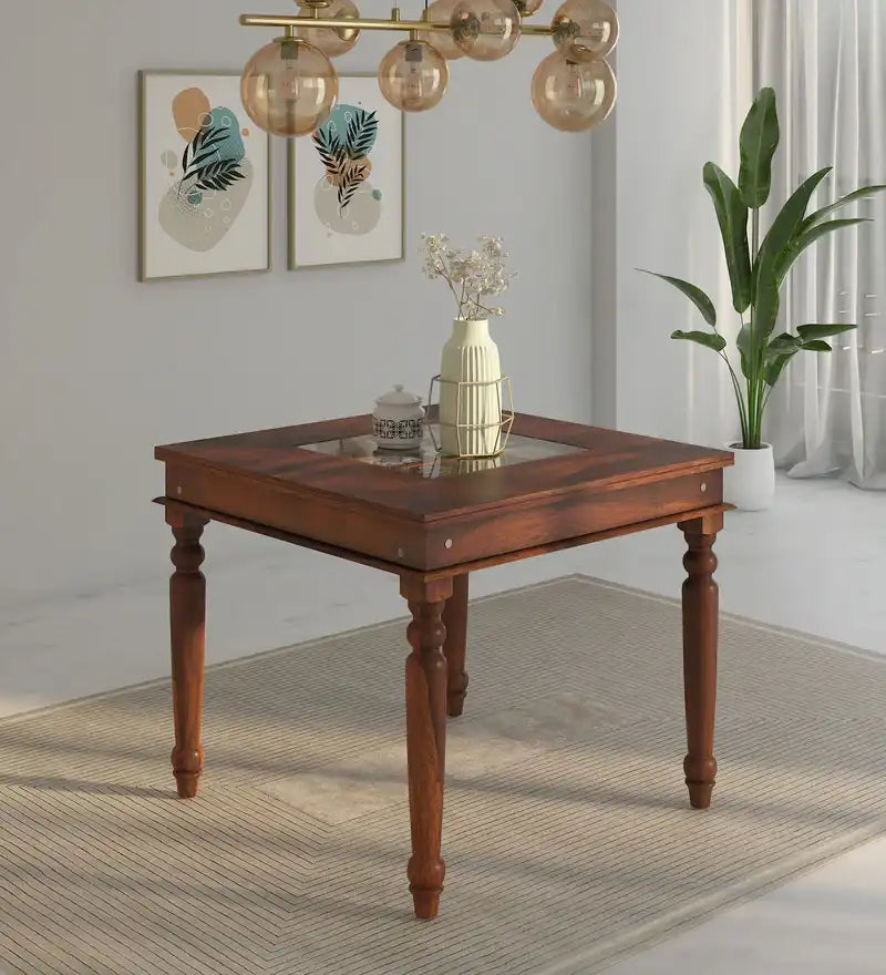 Wooden dining table four seater sheesham wood Anamika compact design for small homes