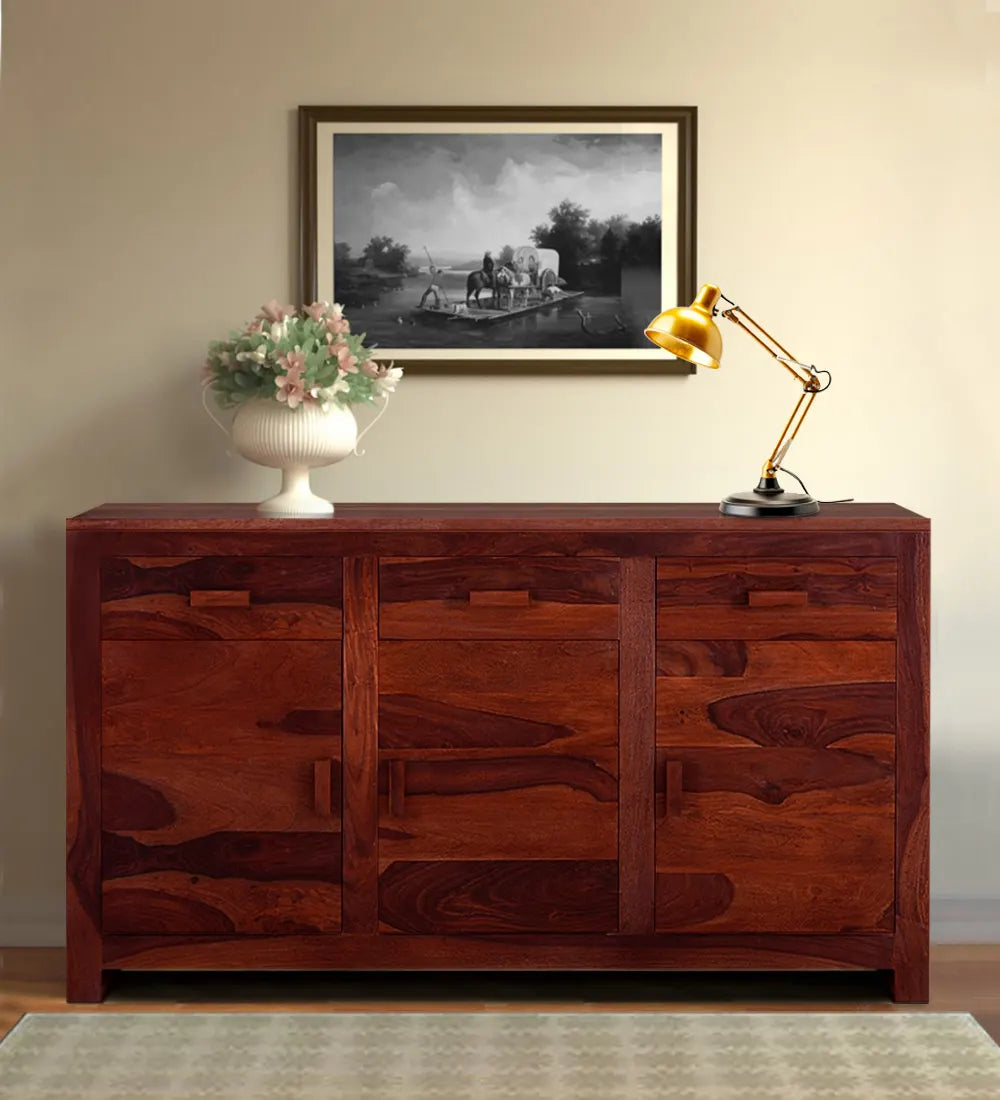 Wooden sideboard cabinet sheesham wood storage unit home furniture