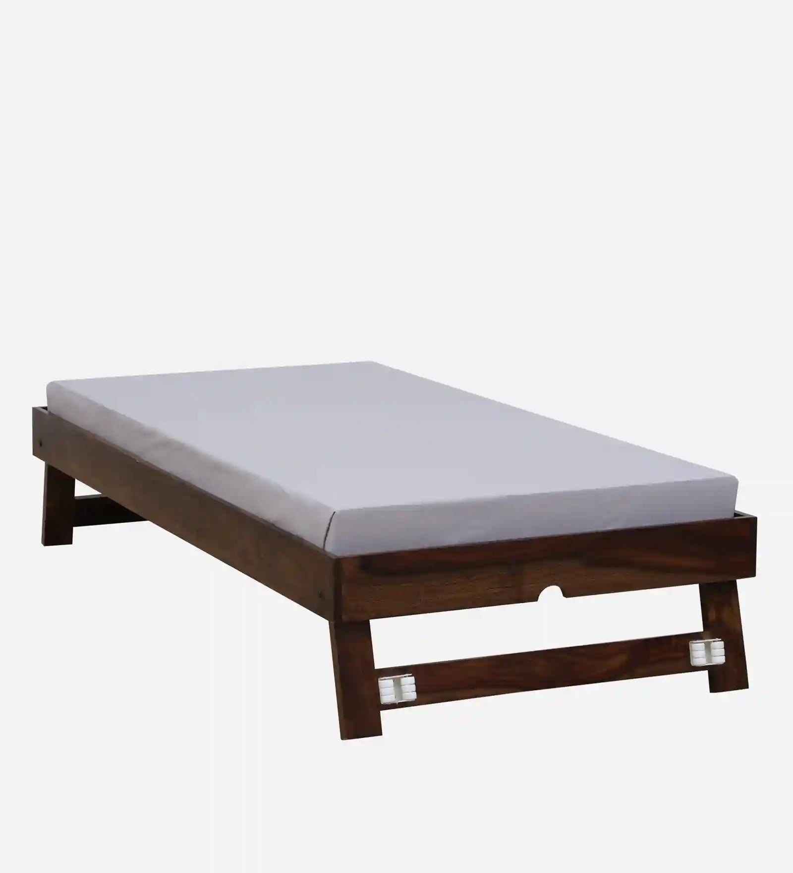 Wooden single bed with trundle Vriksha solid wood bedroom furniture India