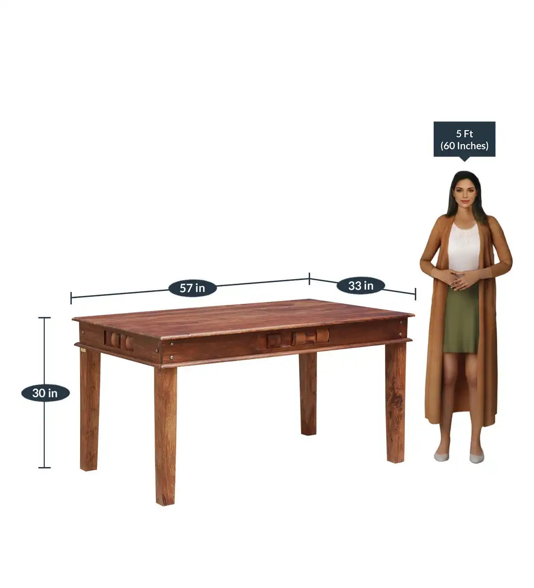 Wooden six seater dining set with bench Niware heavy duty sheesham wood furniture