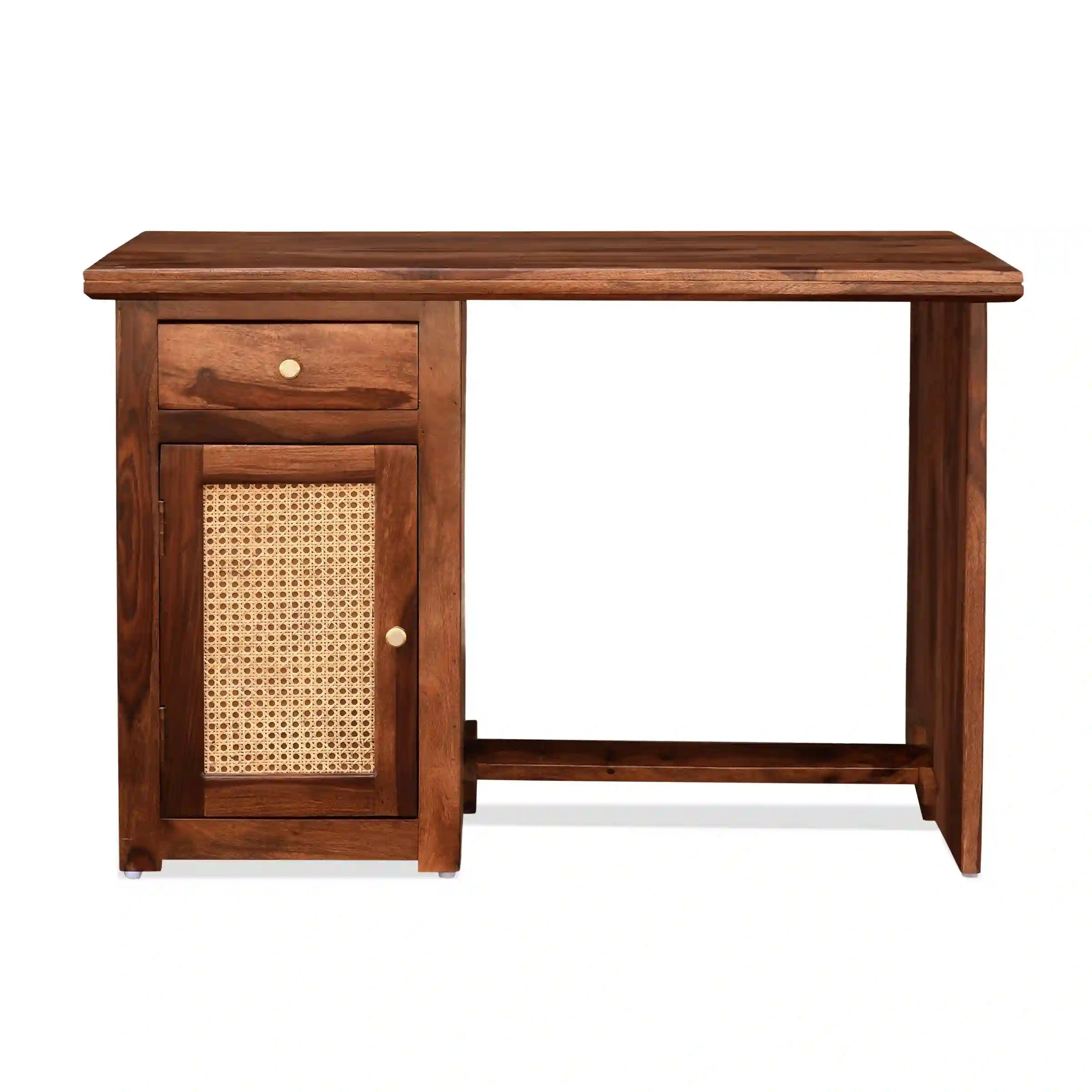 Wooden study workstation sheesham desk with cane design home office
