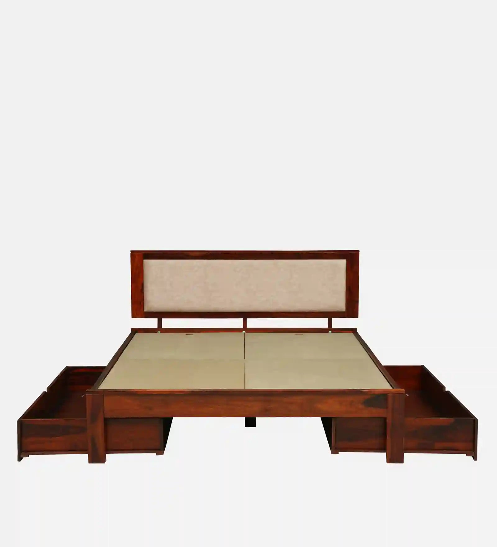 wooden king size drawer storage bed frame unit solid wood india